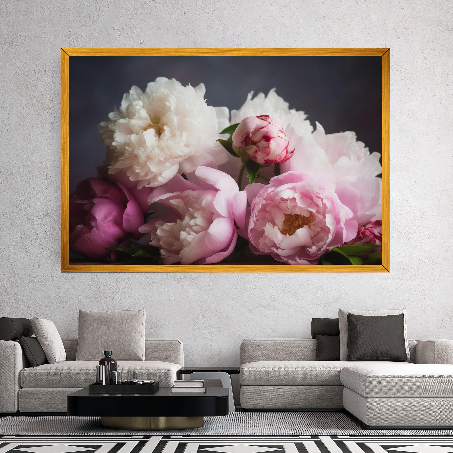 Tablou Canvas Peonies With Grey mockup 2