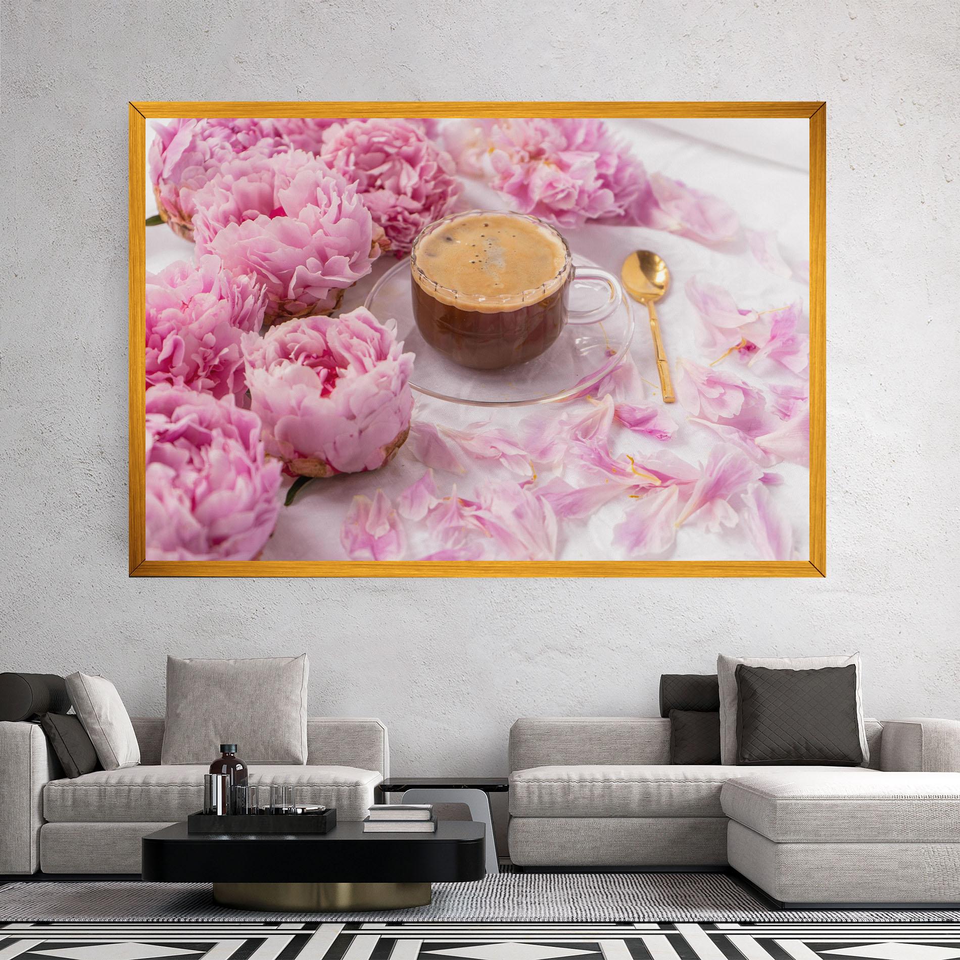 Tablou Canvas Peony And Coffee mockup 2
