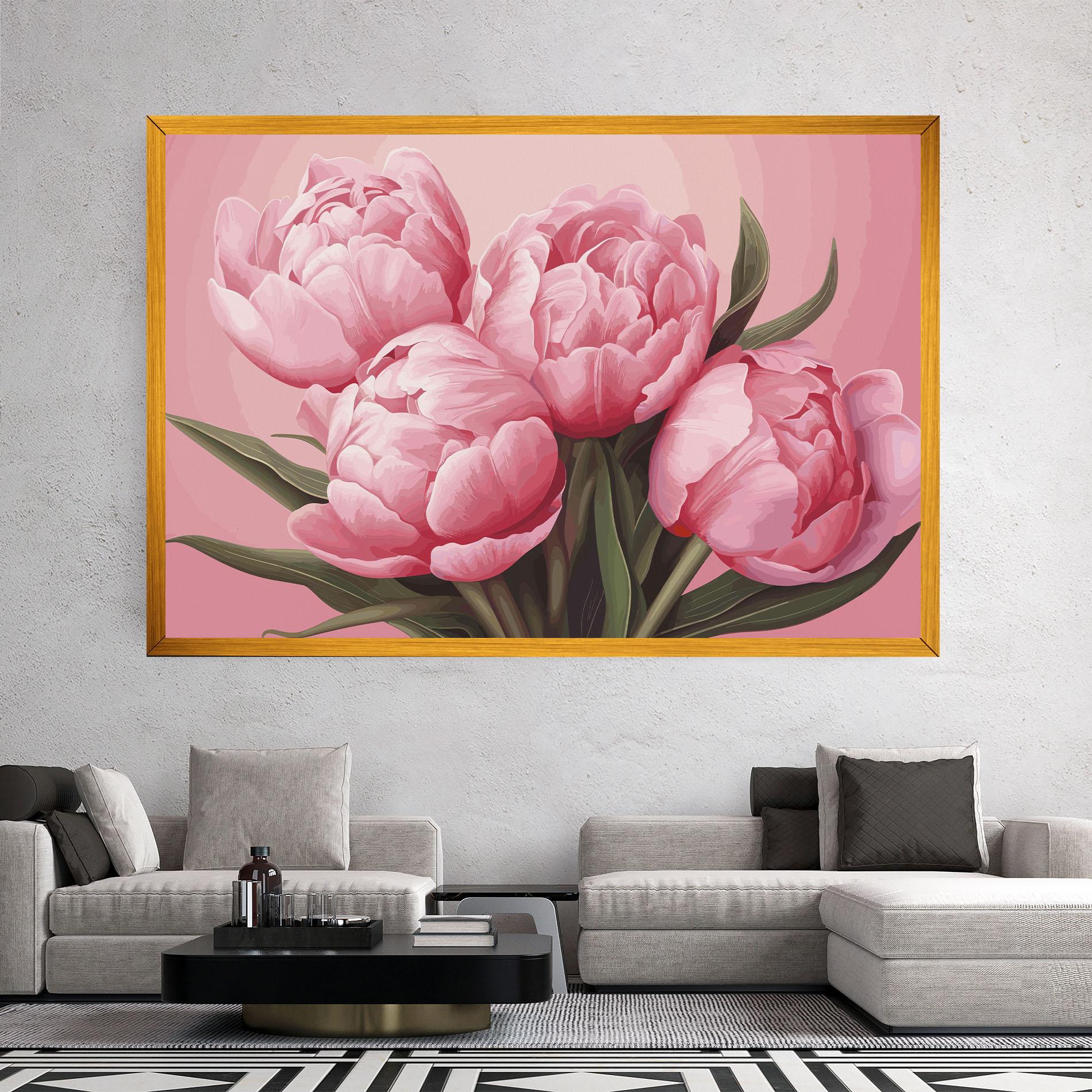 Tablou Canvas Peony On Pink mockup 2