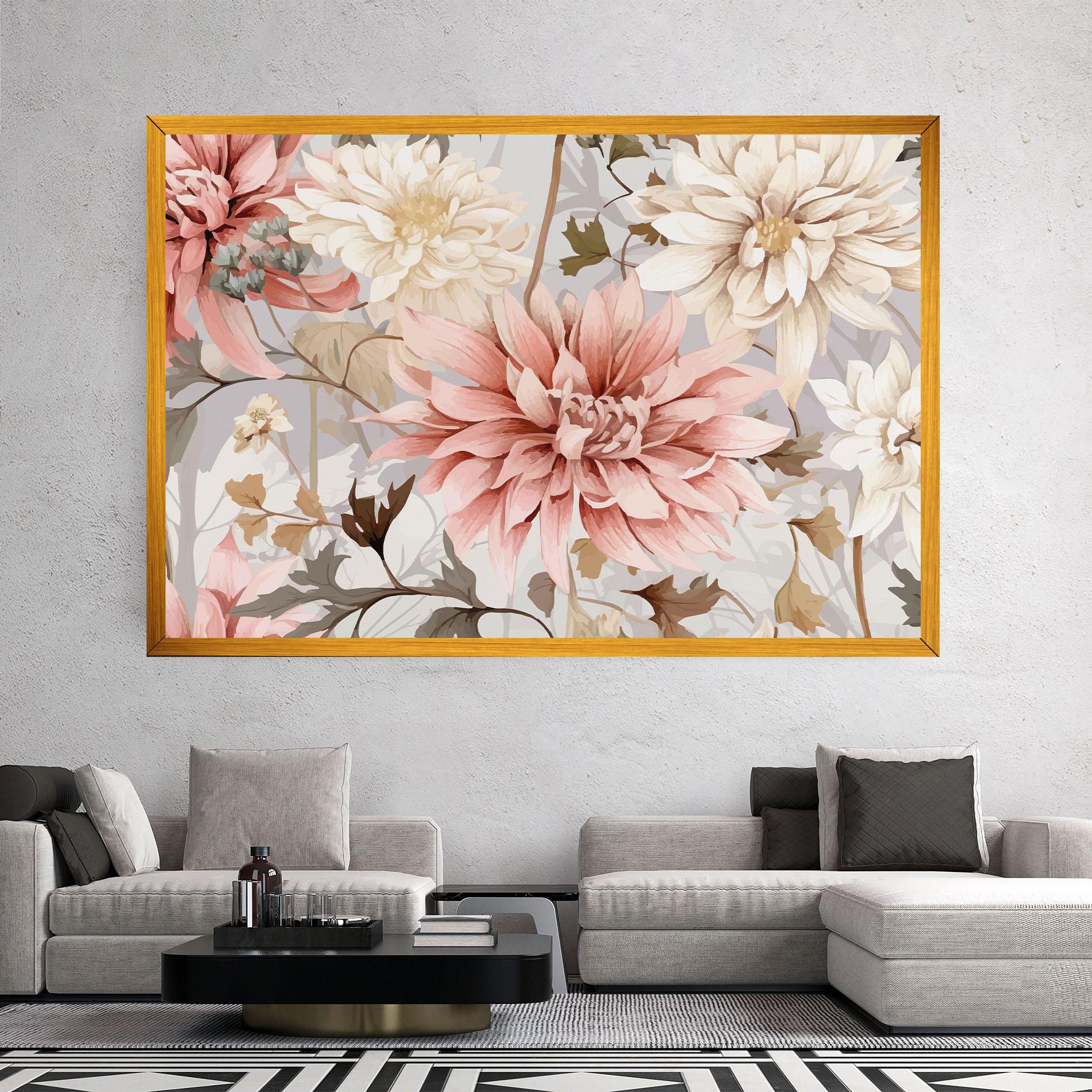 Tablou Canvas Pink Cream Open Peony mockup 2