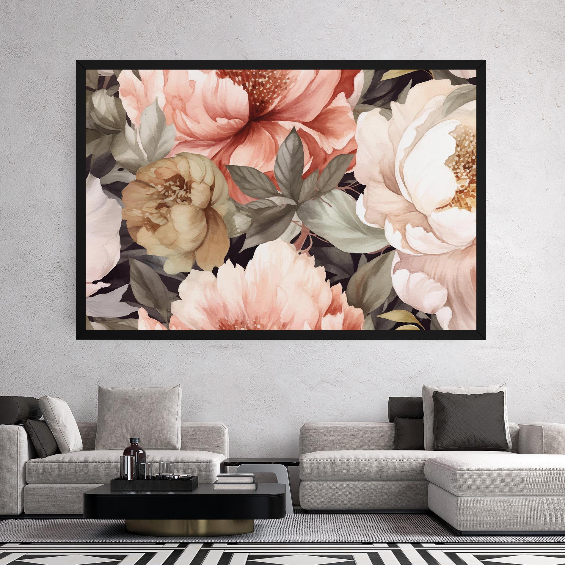 Tablou Canvas Cream Pink Peony mockup 2