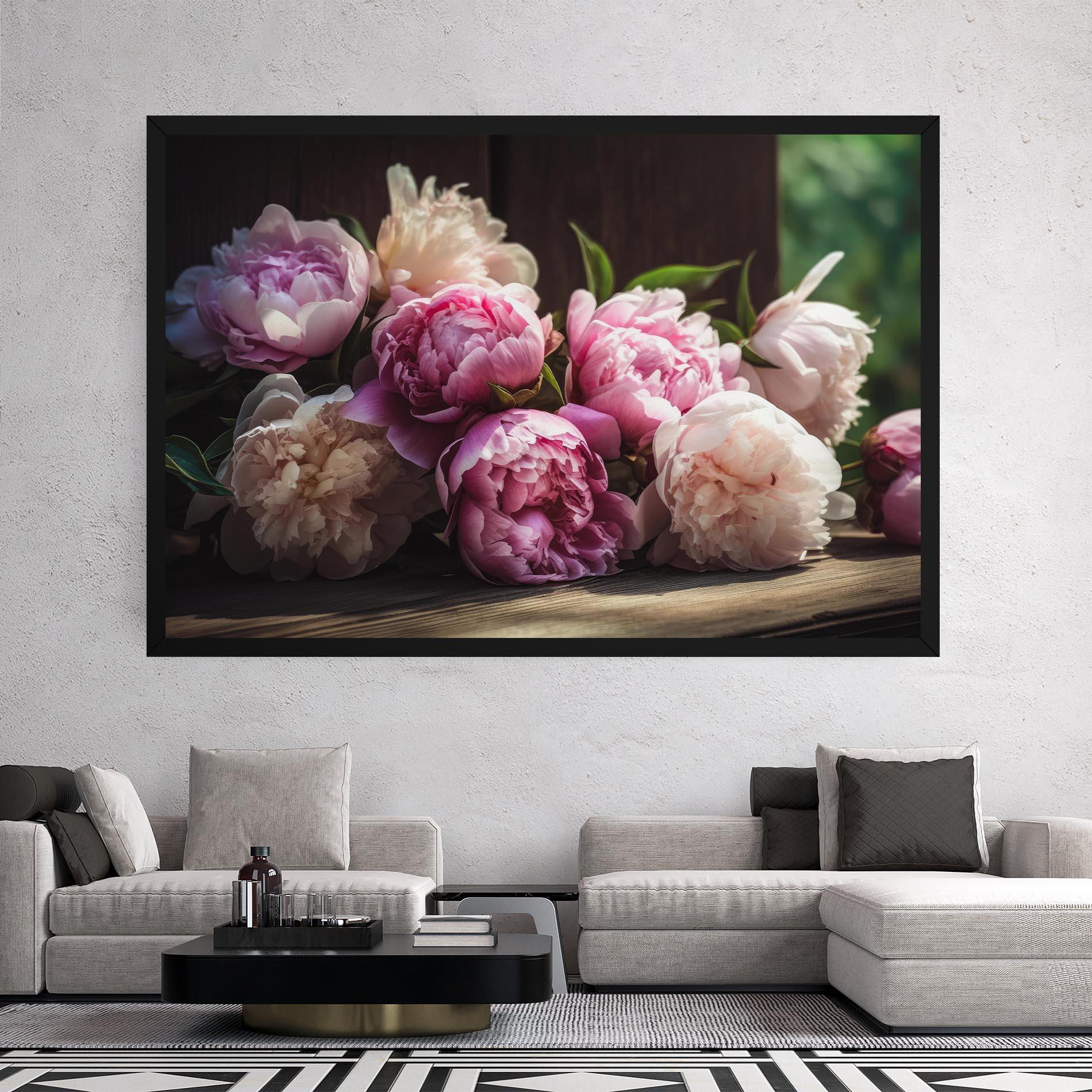 Tablou Canvas Peonies On The Table mockup 2