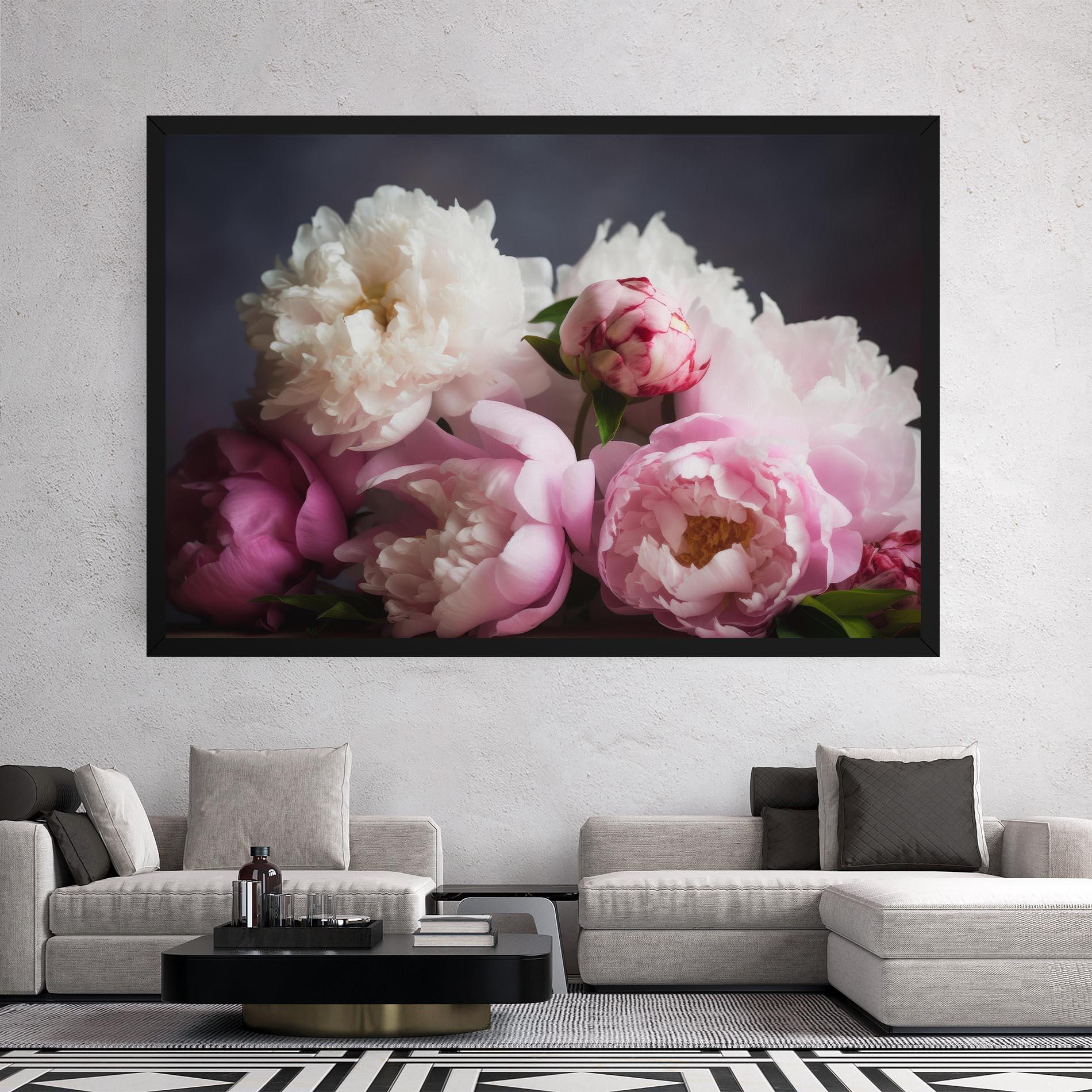 Tablou Canvas Peonies With Grey mockup 2