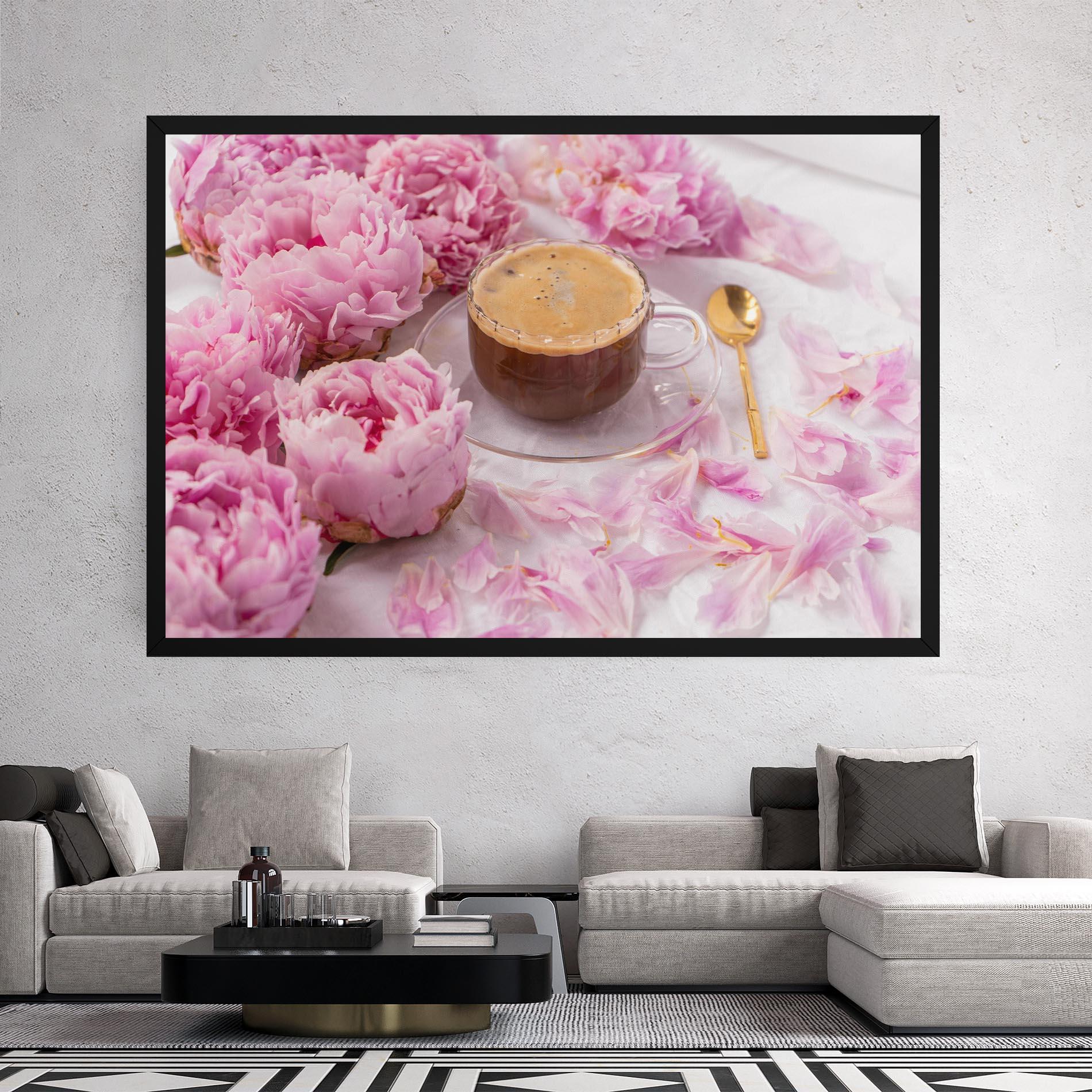 Tablou Canvas Peony And Coffee mockup 2