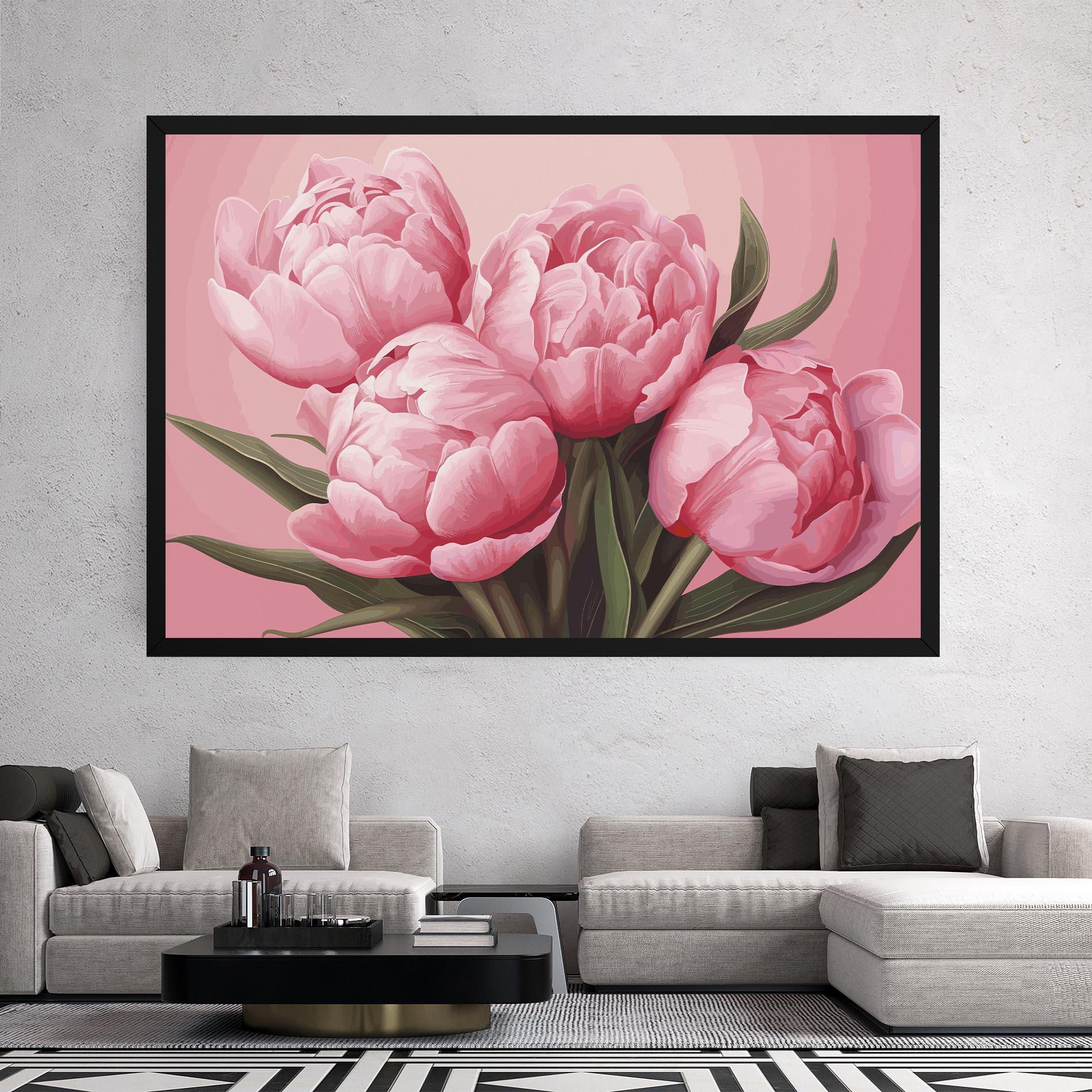 Tablou Canvas Peony On Pink mockup 2