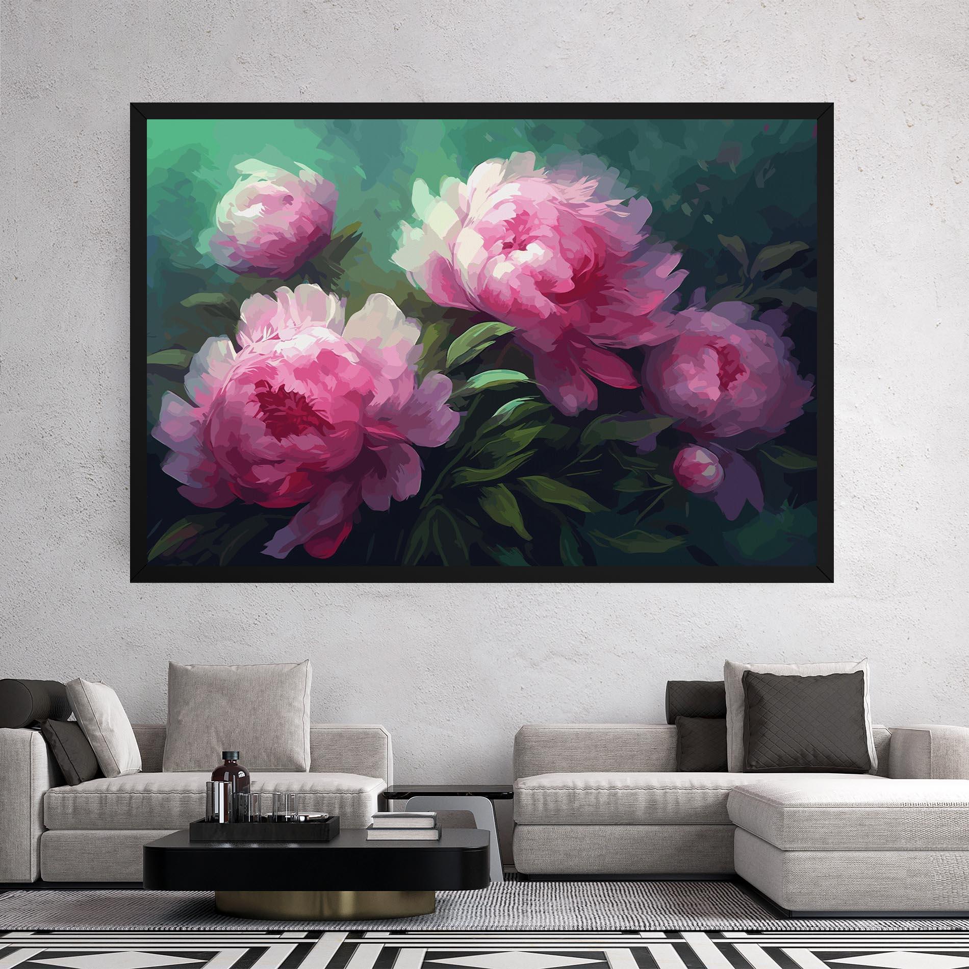 Tablou Canvas Pretty Peony Paint mockup 2