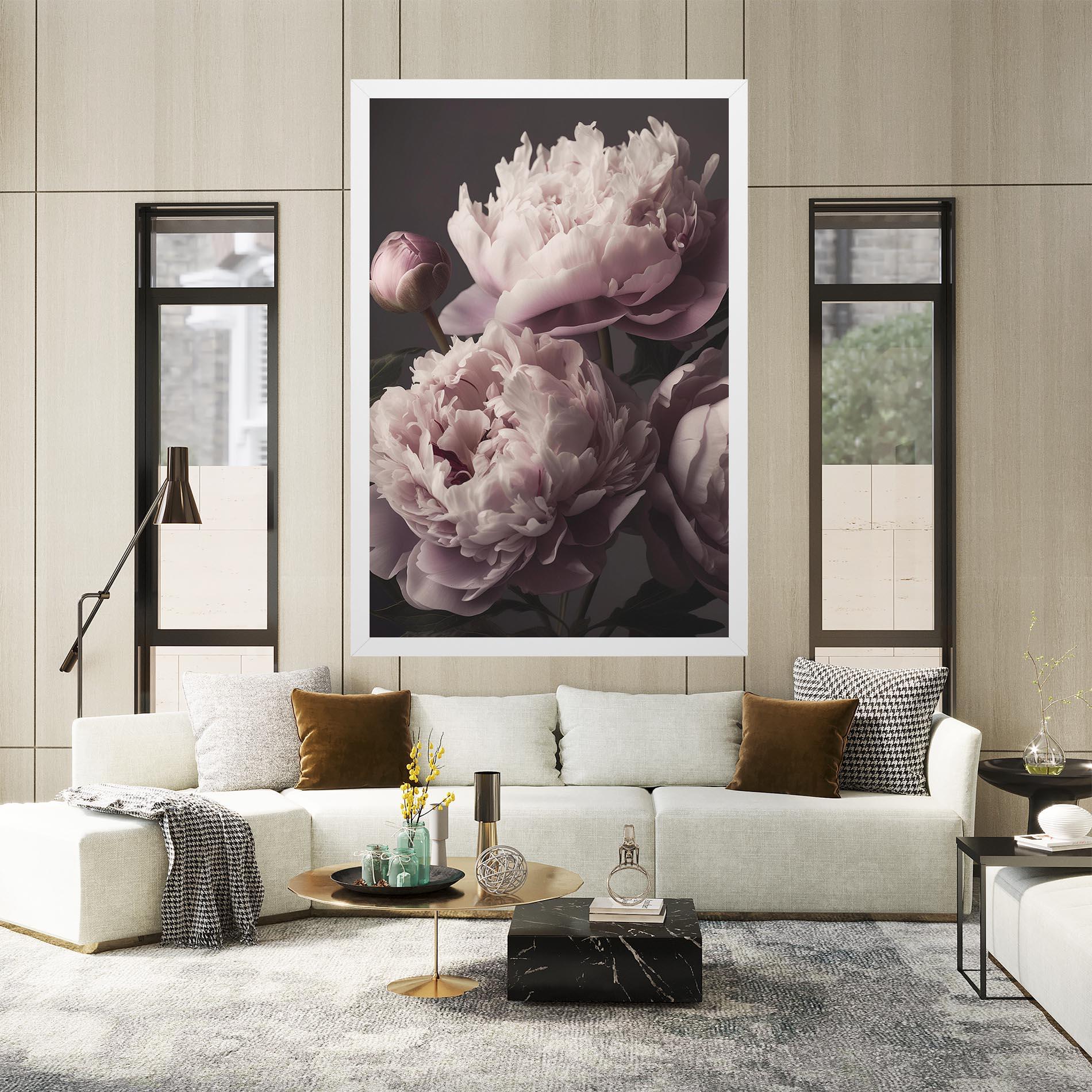 Tablou Canvas Grey Pastel Pink Peony mockup 2