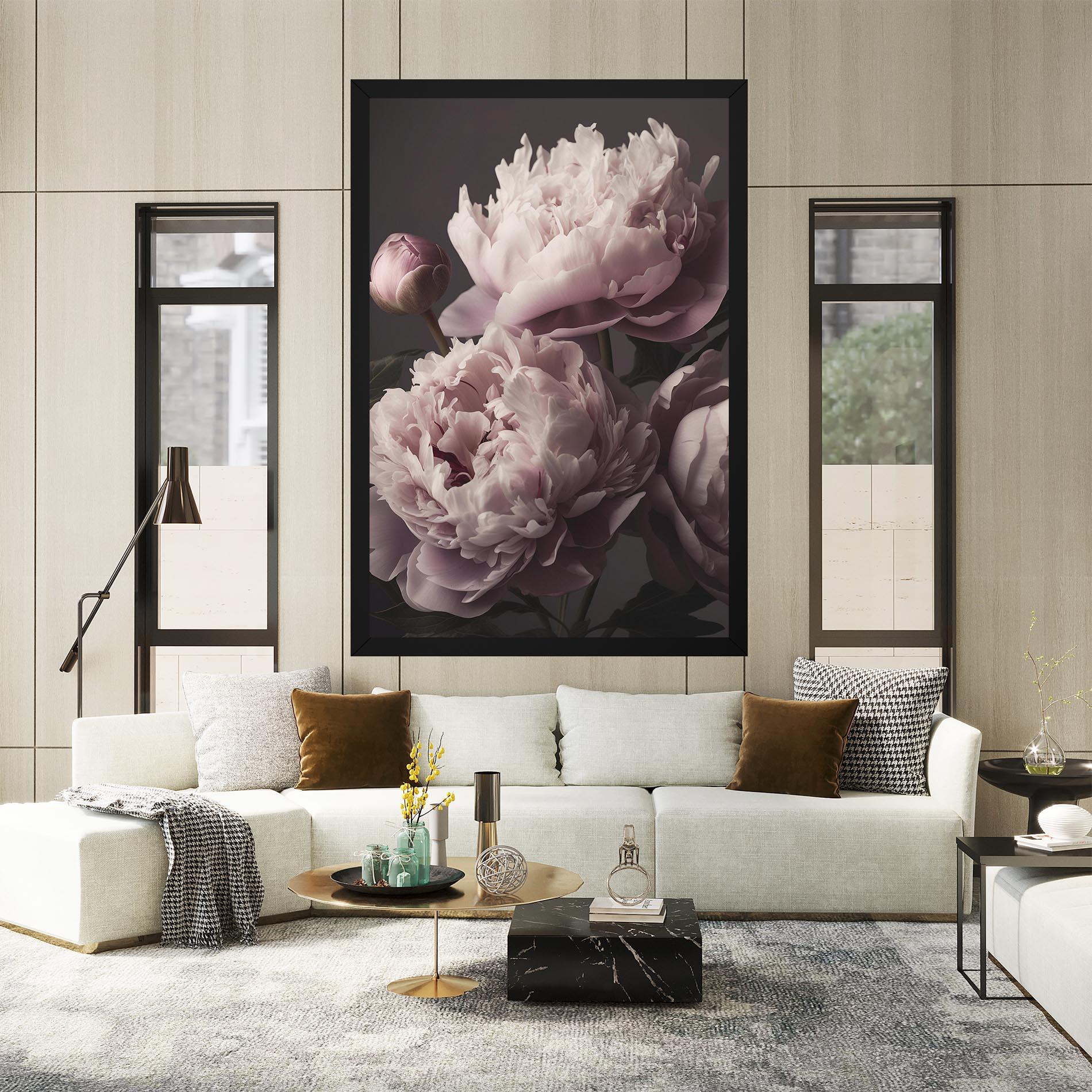 Tablou Canvas Grey Pastel Pink Peony mockup 2