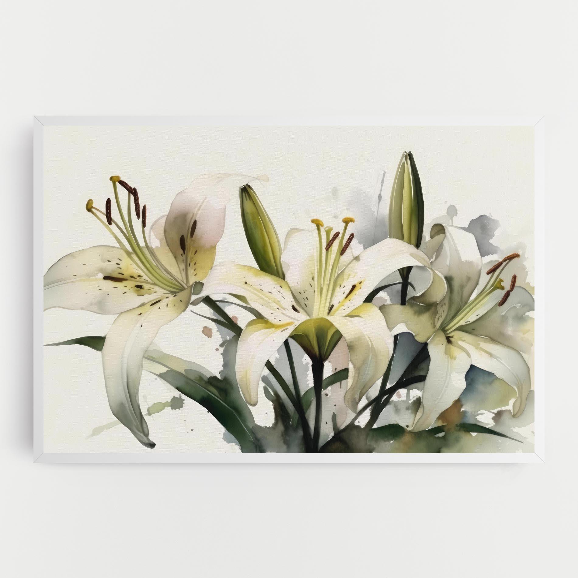 Tablou Canvas Cute White Lily Painting mockup 0
