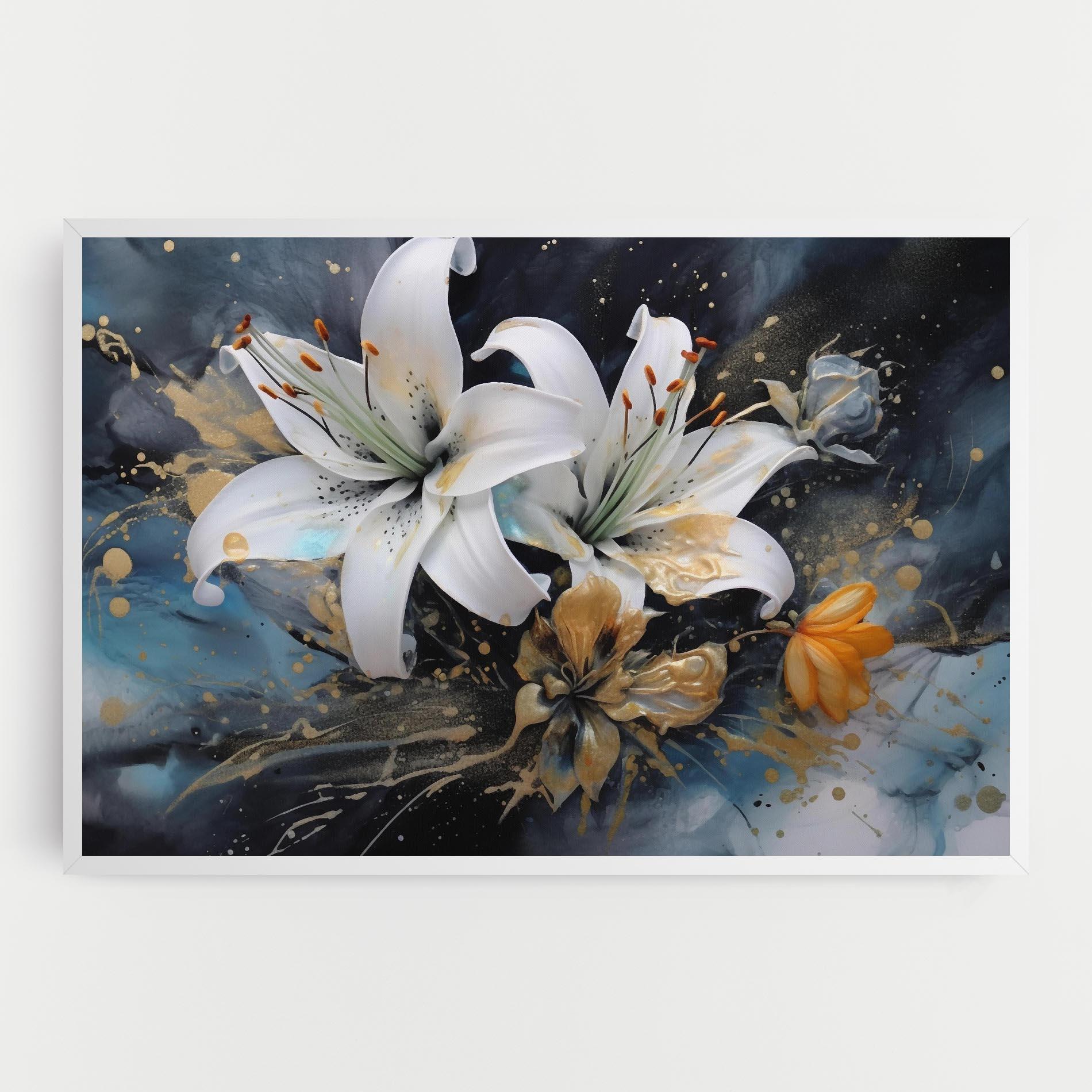 Tablou Canvas Lily On Blue Painting mockup 0