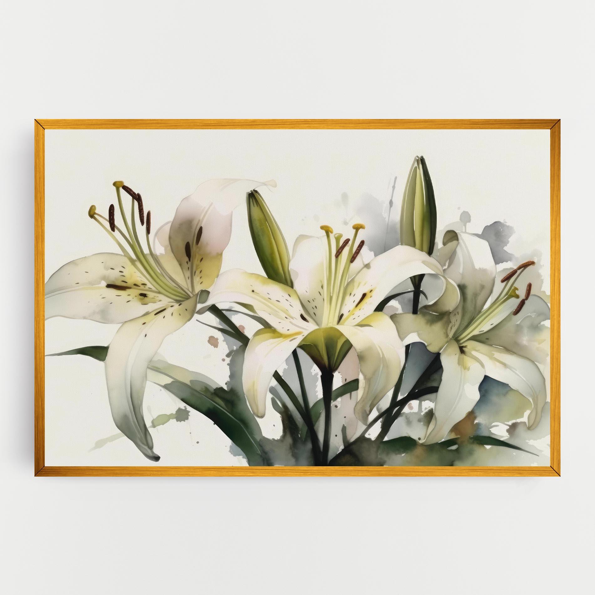 Tablou Canvas Cute White Lily Painting mockup 0