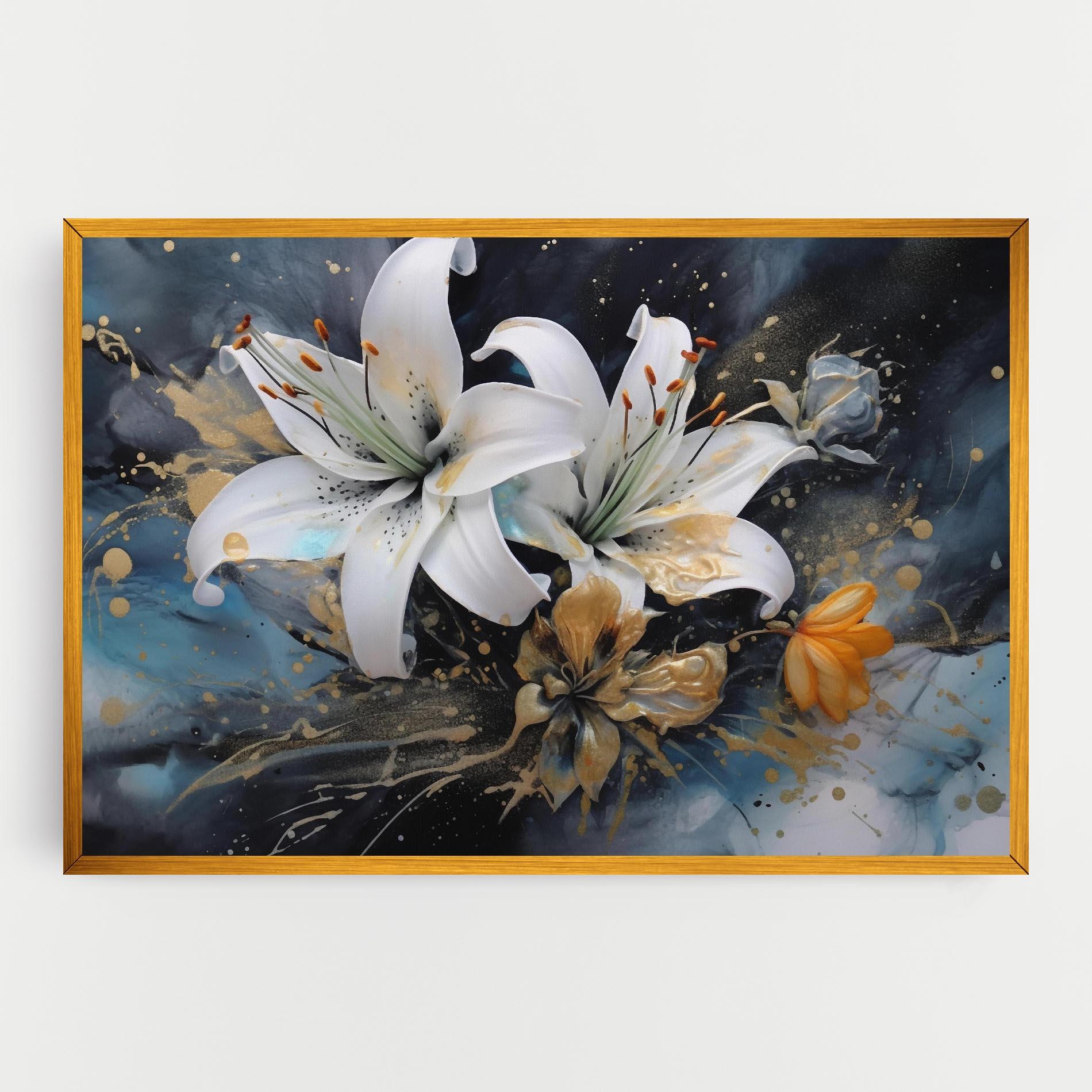 Tablou Canvas Lily On Blue Painting mockup 0