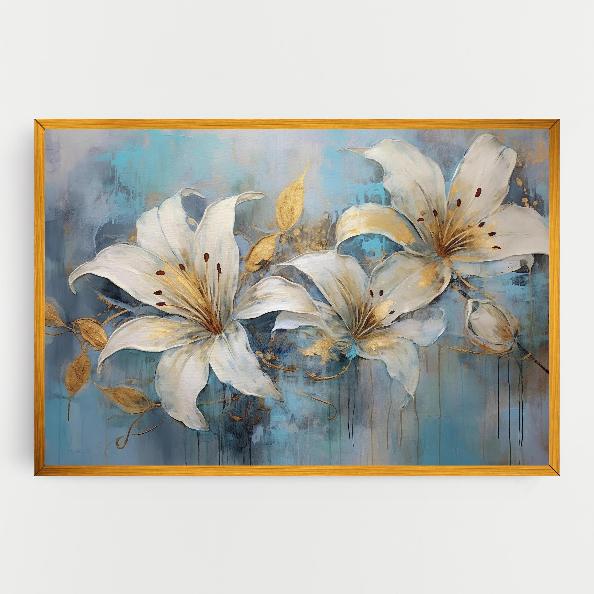 Tablou Canvas Lily With Gold Painting mockup 0