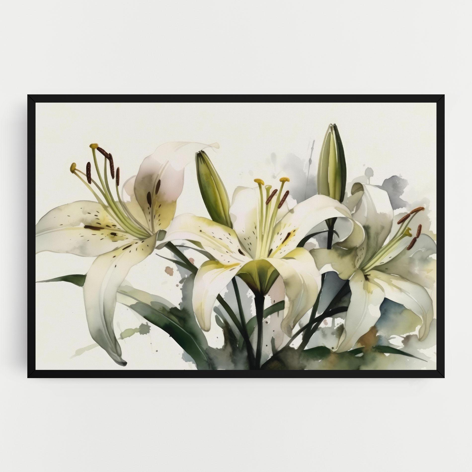Tablou Canvas Cute White Lily Painting mockup 0