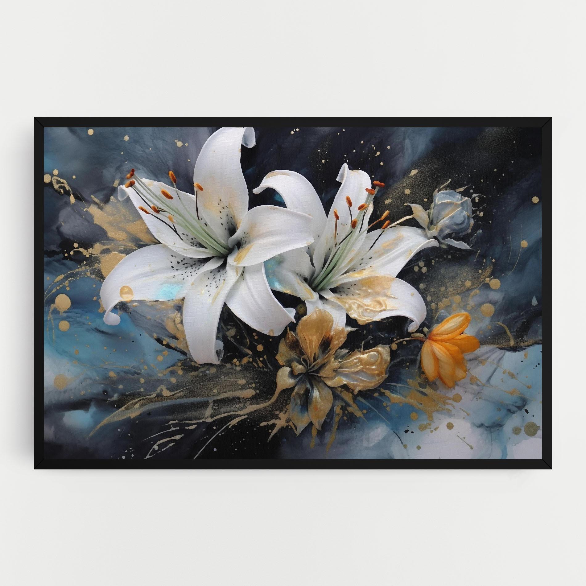 Tablou Canvas Lily On Blue Painting mockup 0