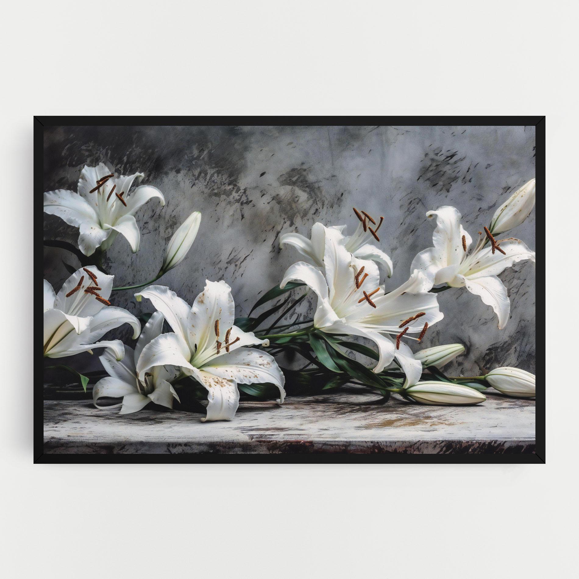 Tablou Canvas White Pretty Lily On Grey mockup 0