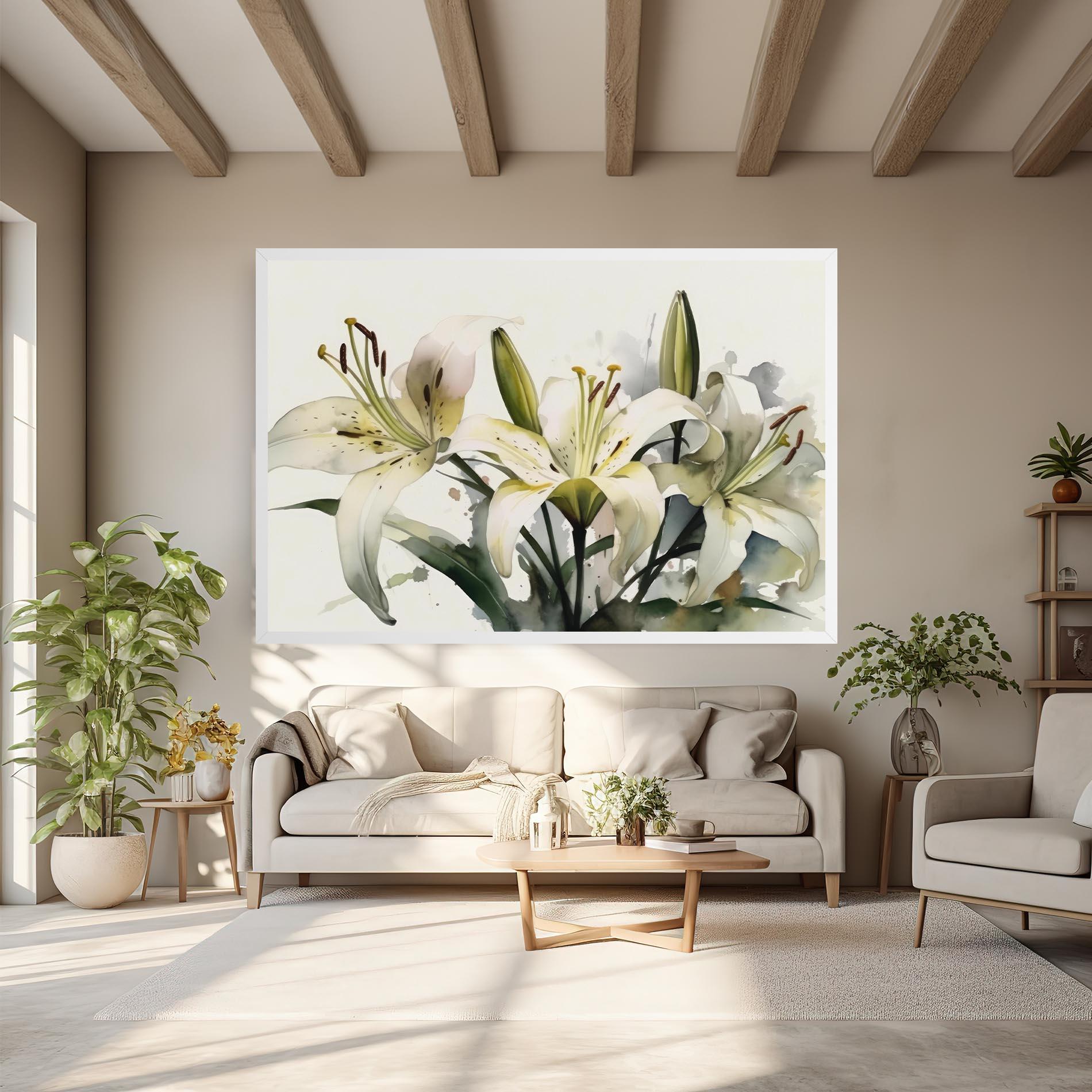 Tablou Canvas Cute White Lily Painting mockup 6