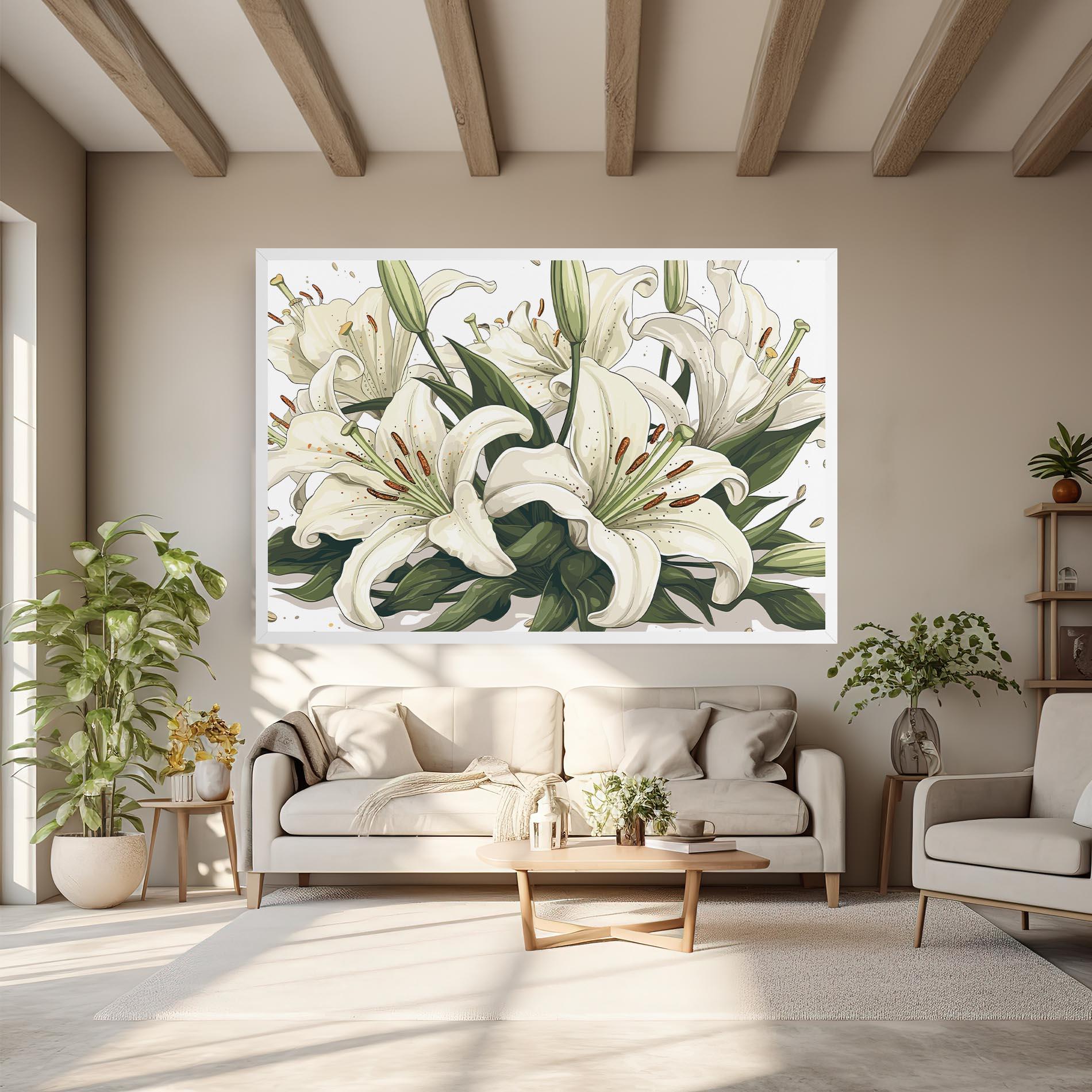 Tablou Canvas Grey White Lily mockup 6