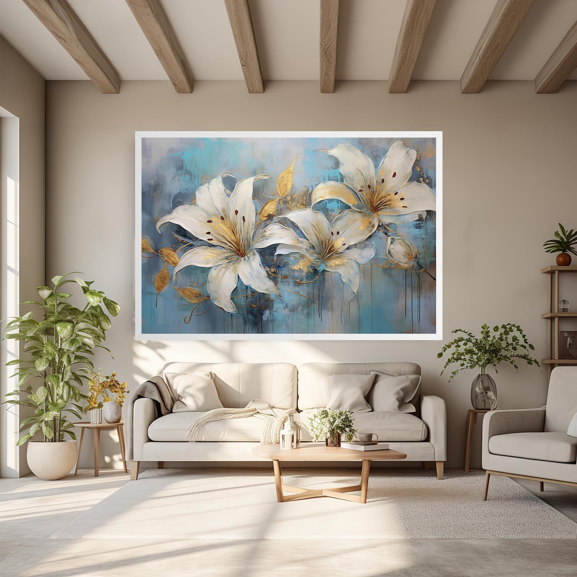 Tablou Canvas Lily With Gold Painting mockup 6