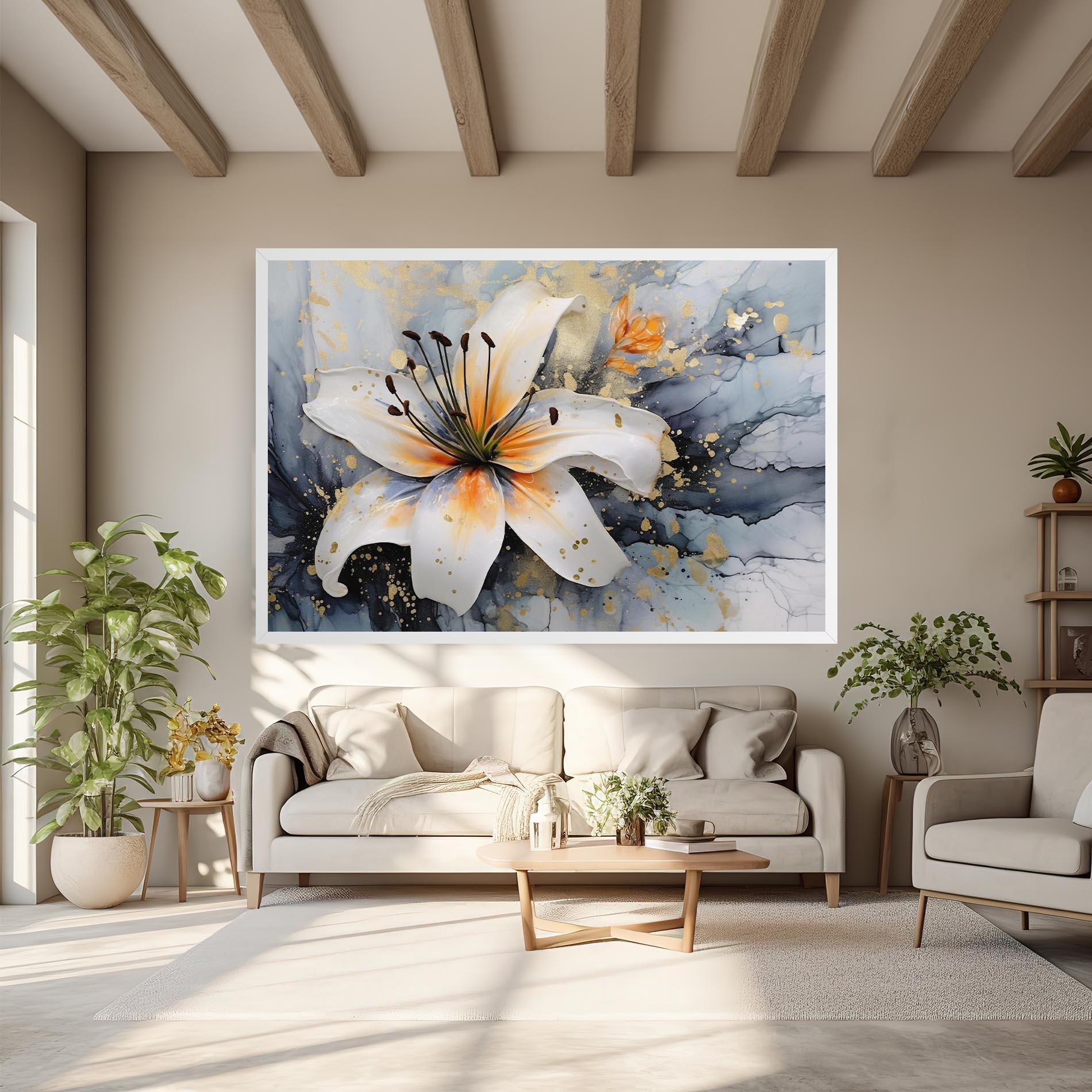 Tablou Canvas Lily With Orange Painting mockup 6