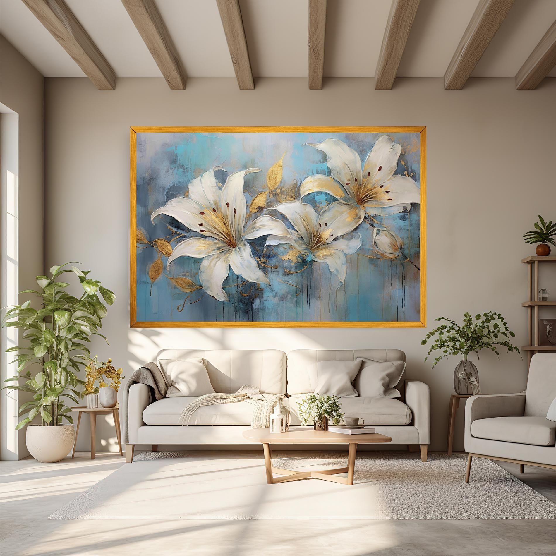 Lily With Gold Painting mockup 6