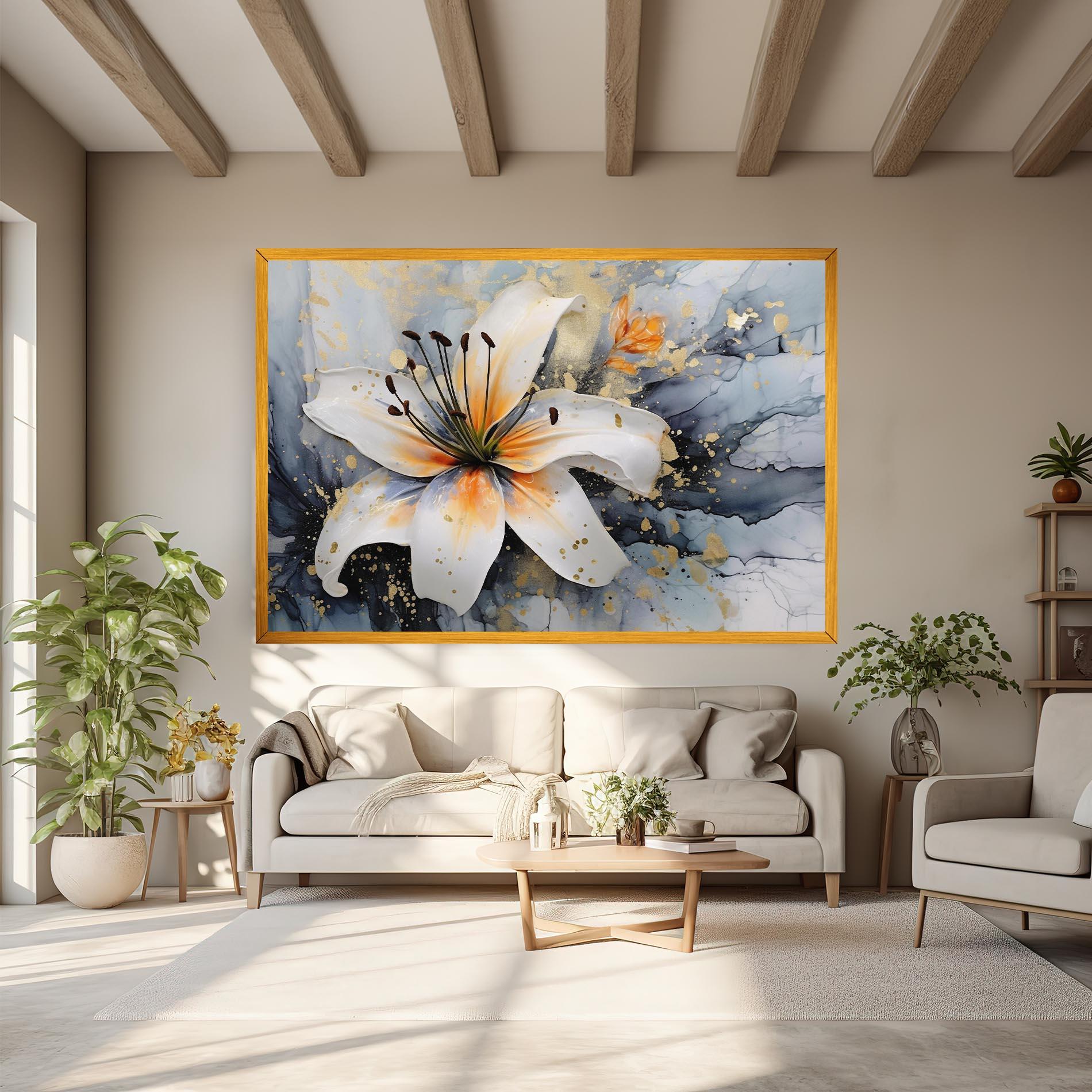 Tablou Canvas Lily With Orange Painting mockup 6