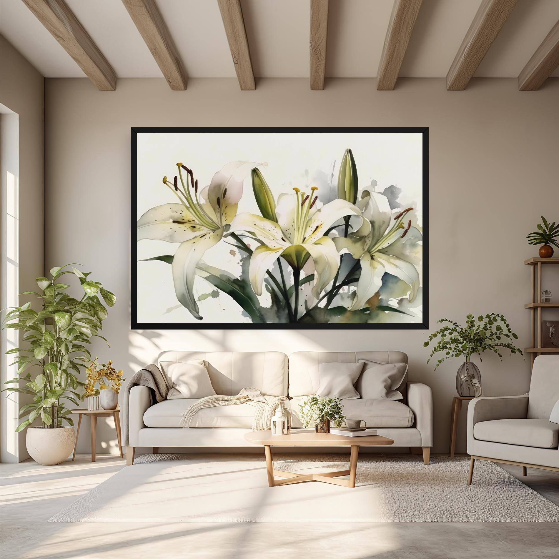 Tablou Canvas Cute White Lily Painting mockup 6
