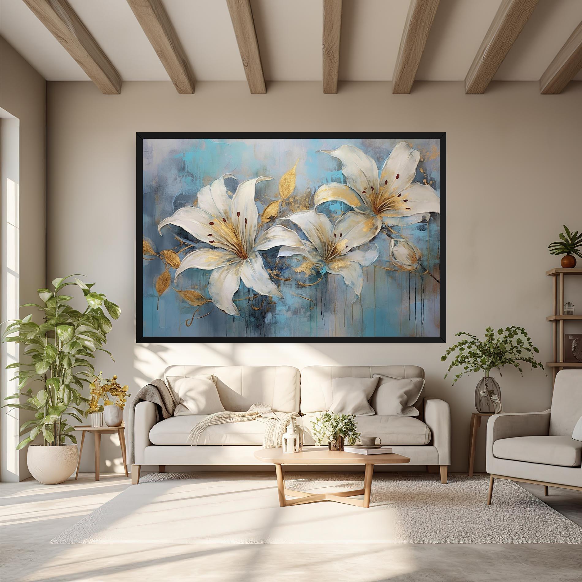 Tablou Canvas Lily With Gold Painting mockup 6