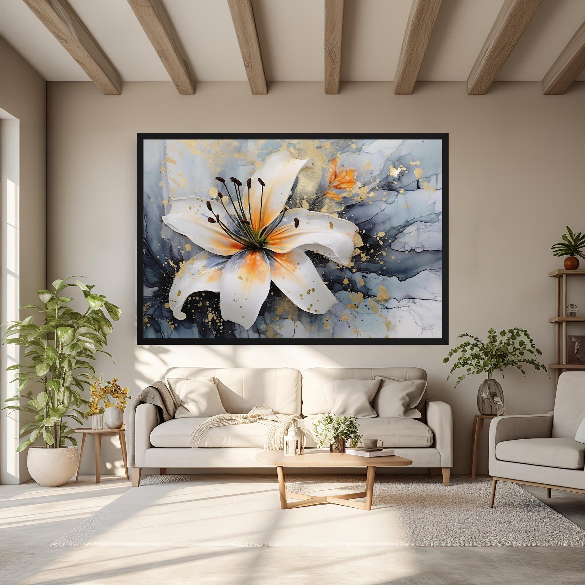 Tablou Canvas Lily With Orange Painting mockup 6