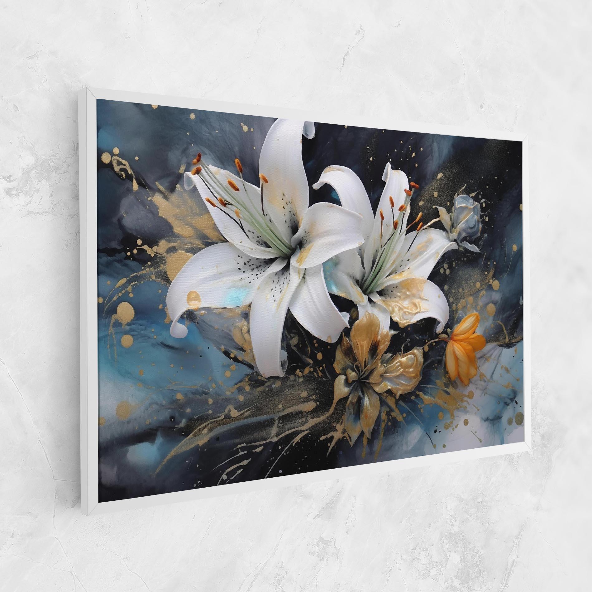 Tablou Canvas Lily On Blue Painting mockup 1
