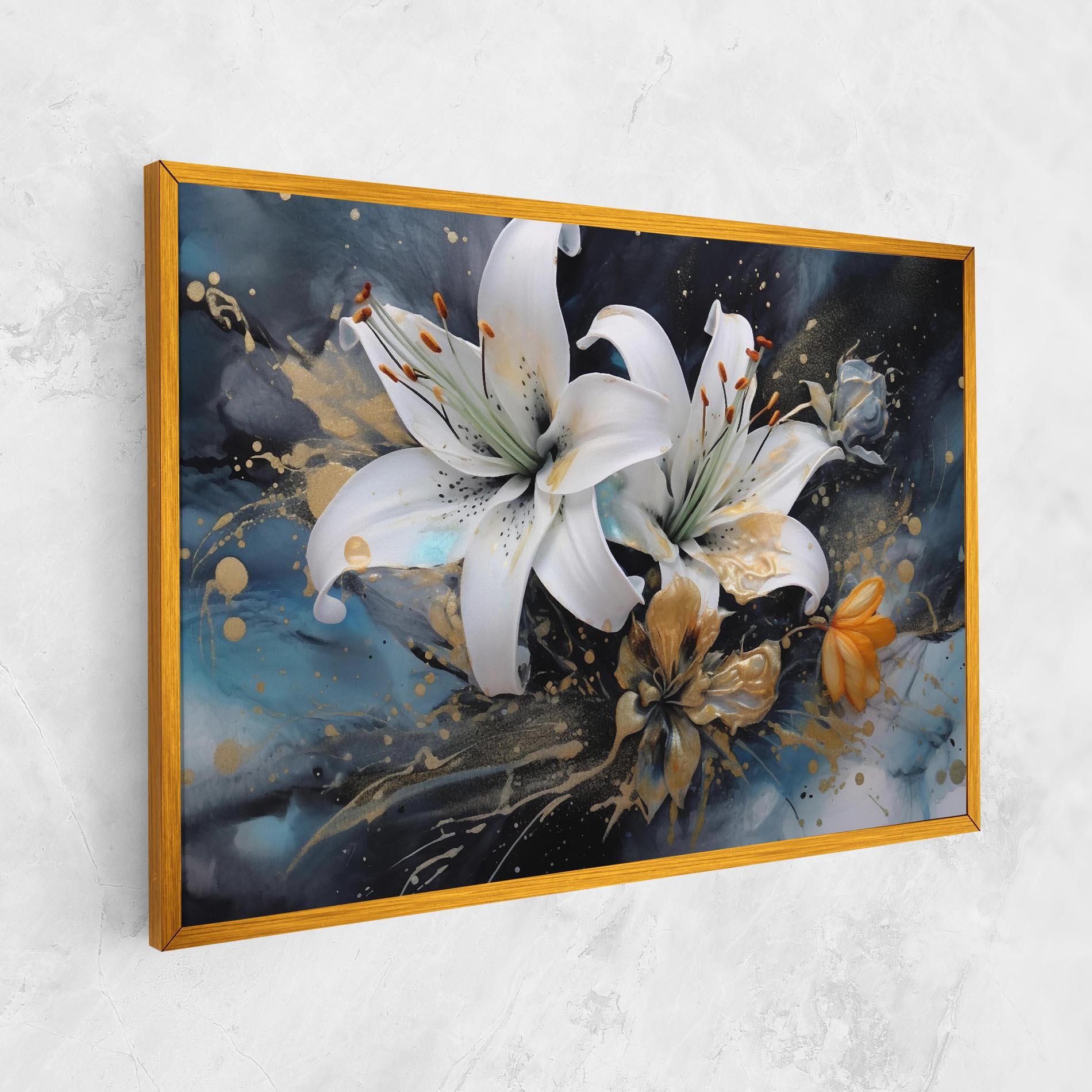 Tablou Canvas Lily On Blue Painting mockup 1