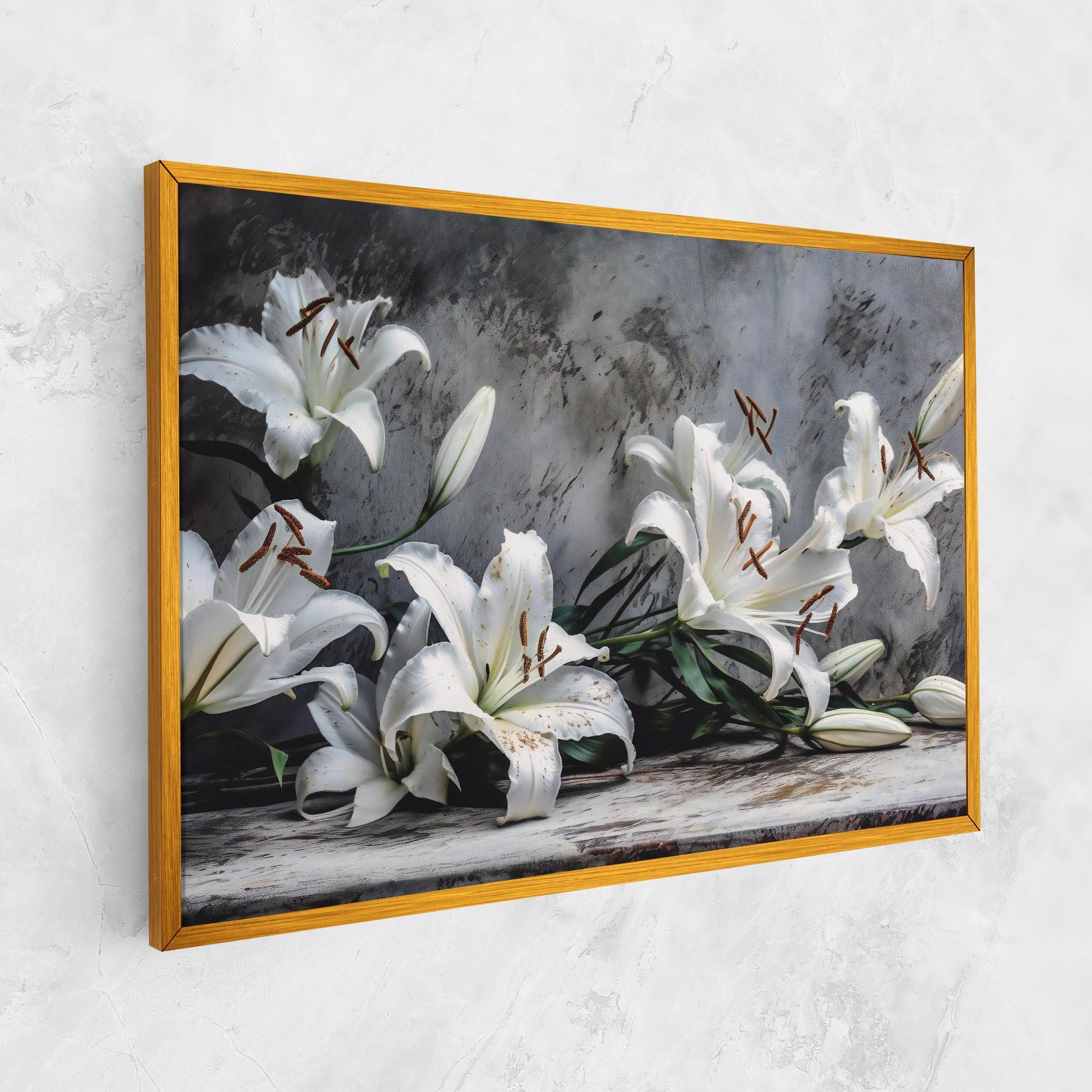 Tablou Canvas White Pretty Lily On Grey mockup 1