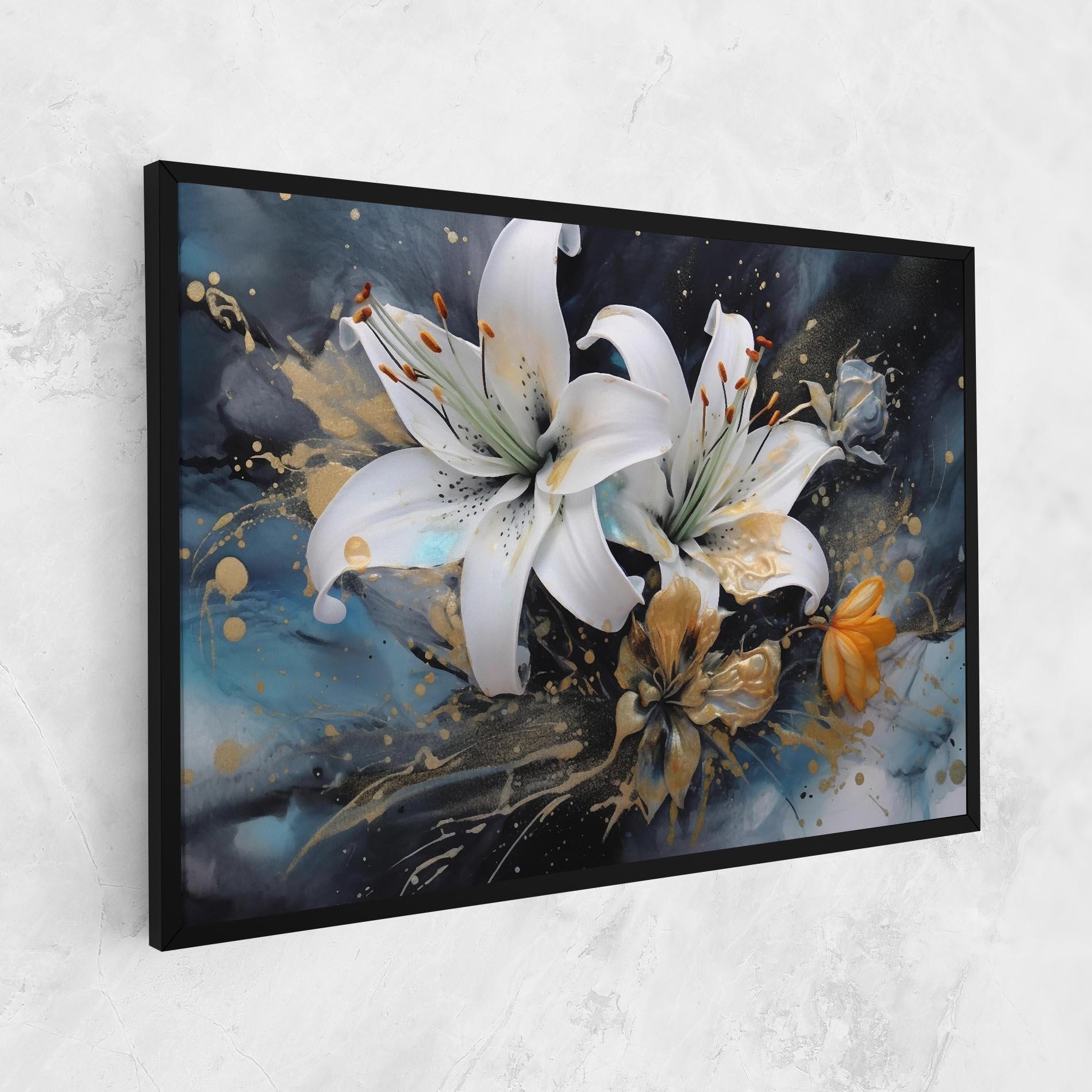 Tablou Canvas Lily On Blue Painting mockup 1