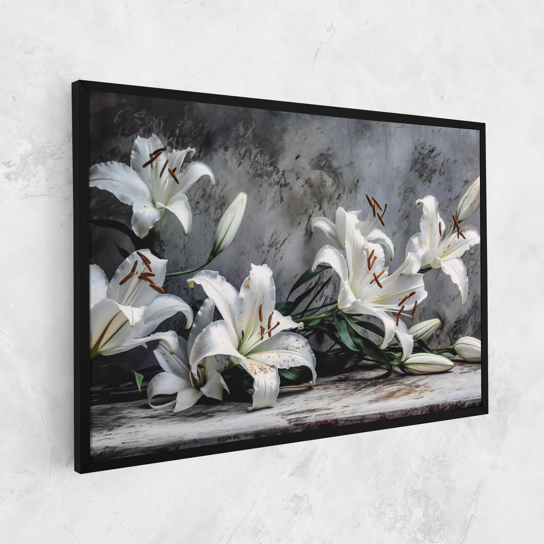 Tablou Canvas White Pretty Lily On Grey mockup 1