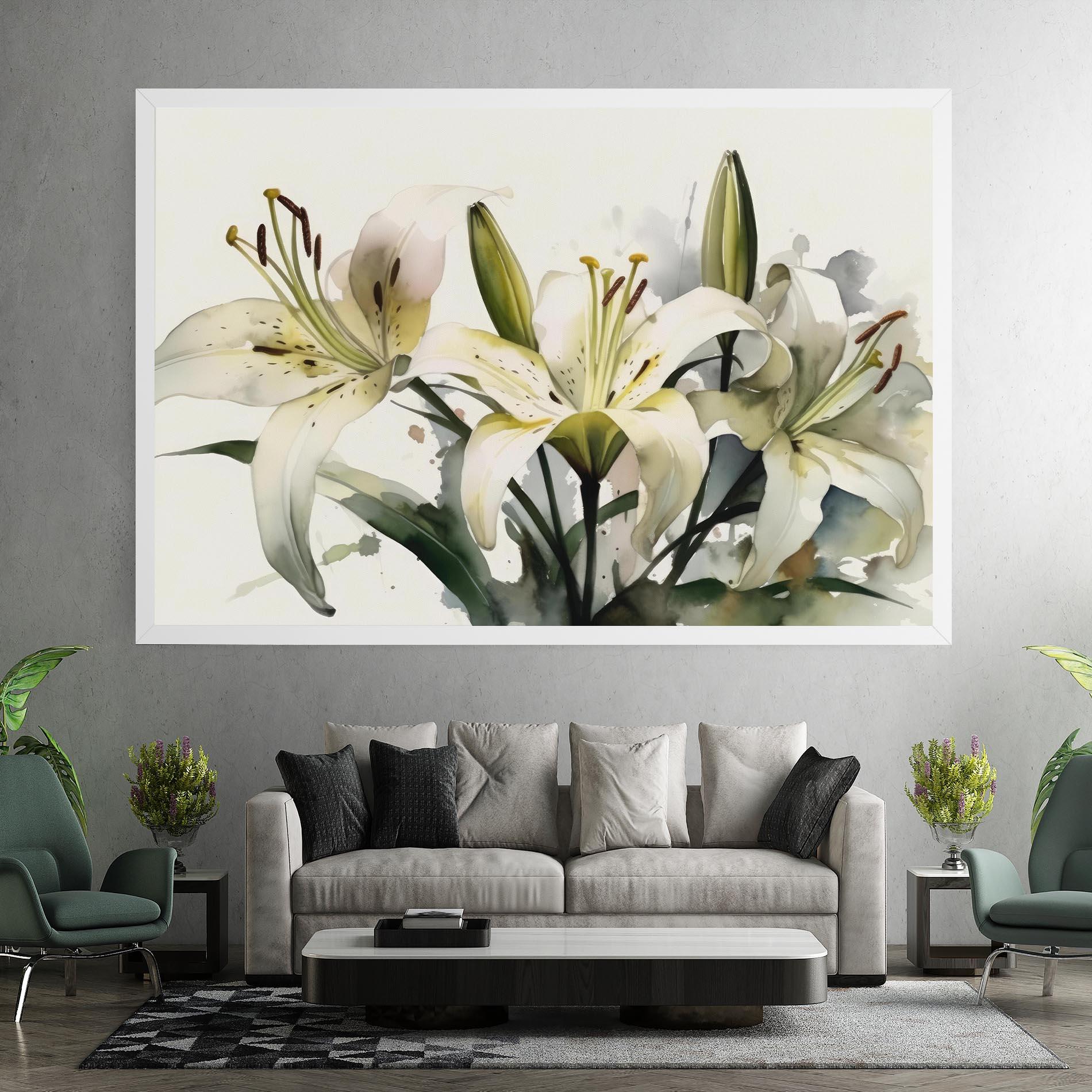 Tablou Canvas Cute White Lily Painting mockup 7