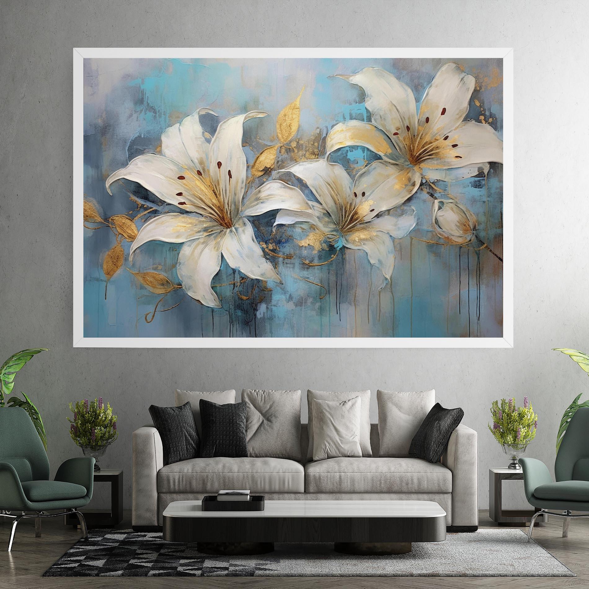 Tablou Canvas Lily With Gold Painting mockup 7