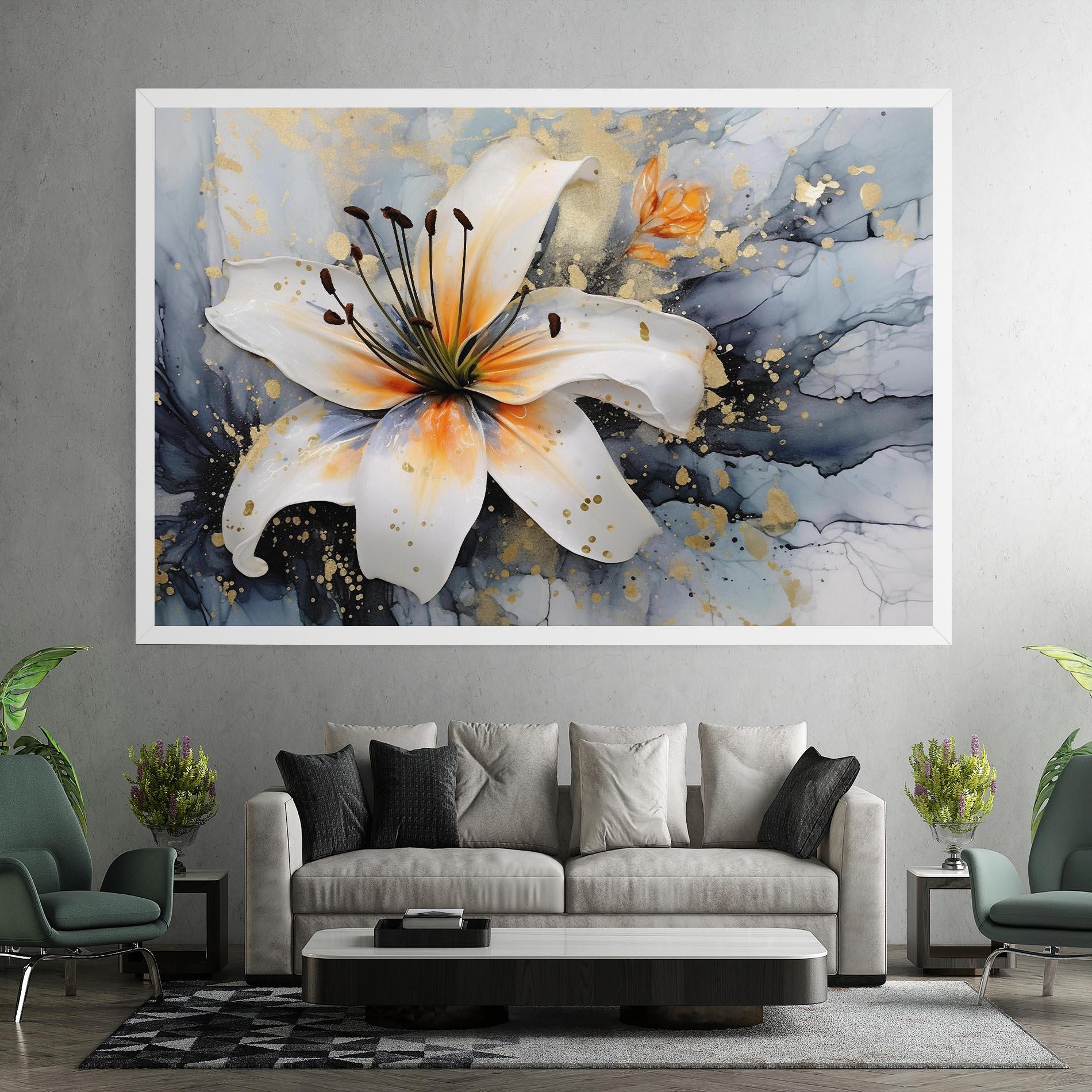 Tablou Canvas Lily With Orange Painting mockup 7