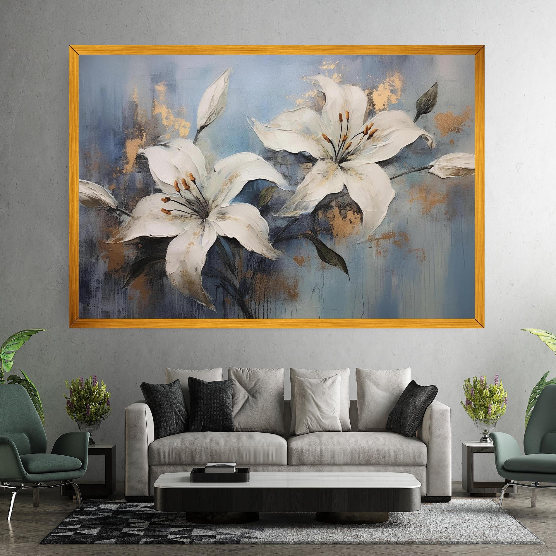 Tablou Canvas Gold Lily Painting mockup 7