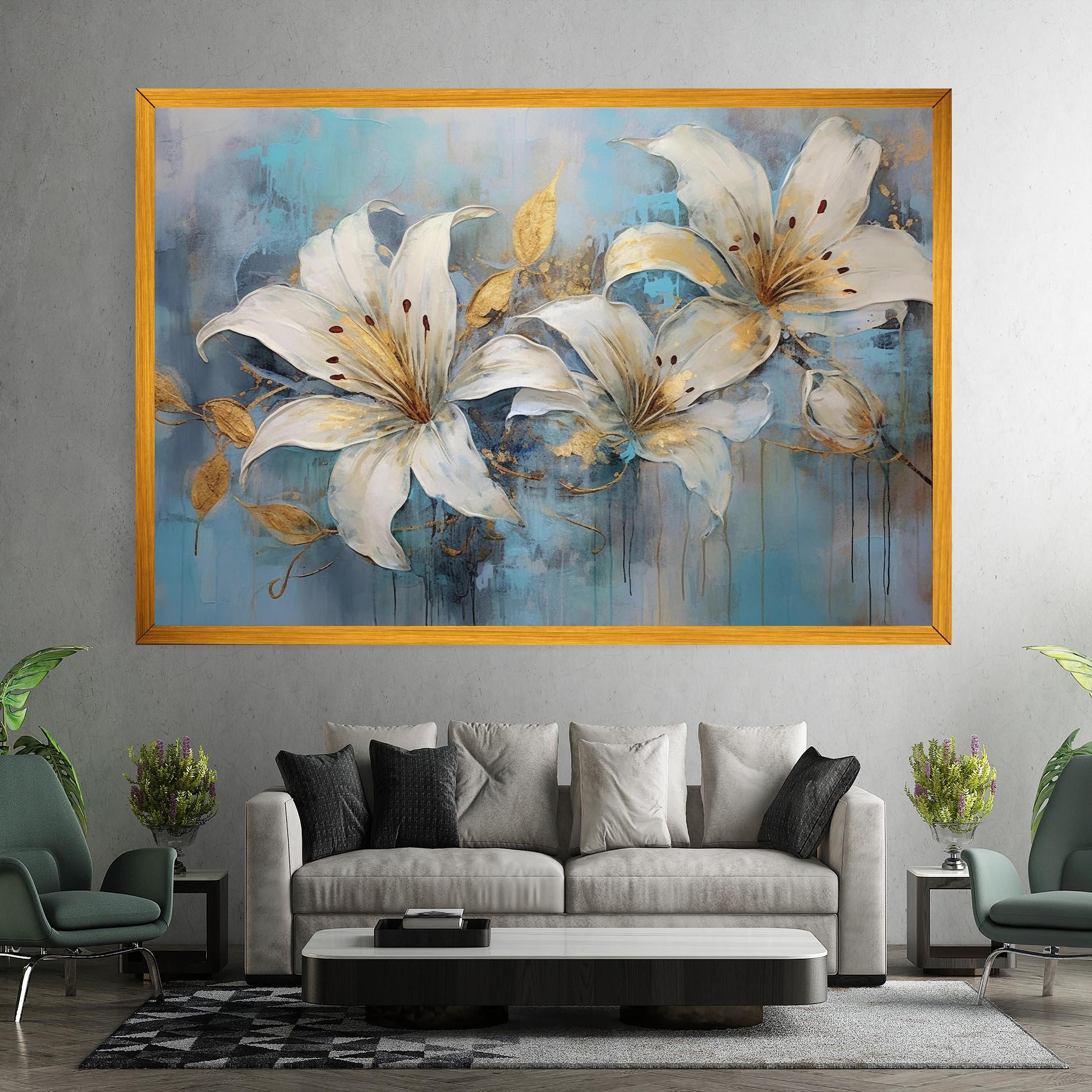 Tablou Canvas Lily With Gold Painting mockup 7