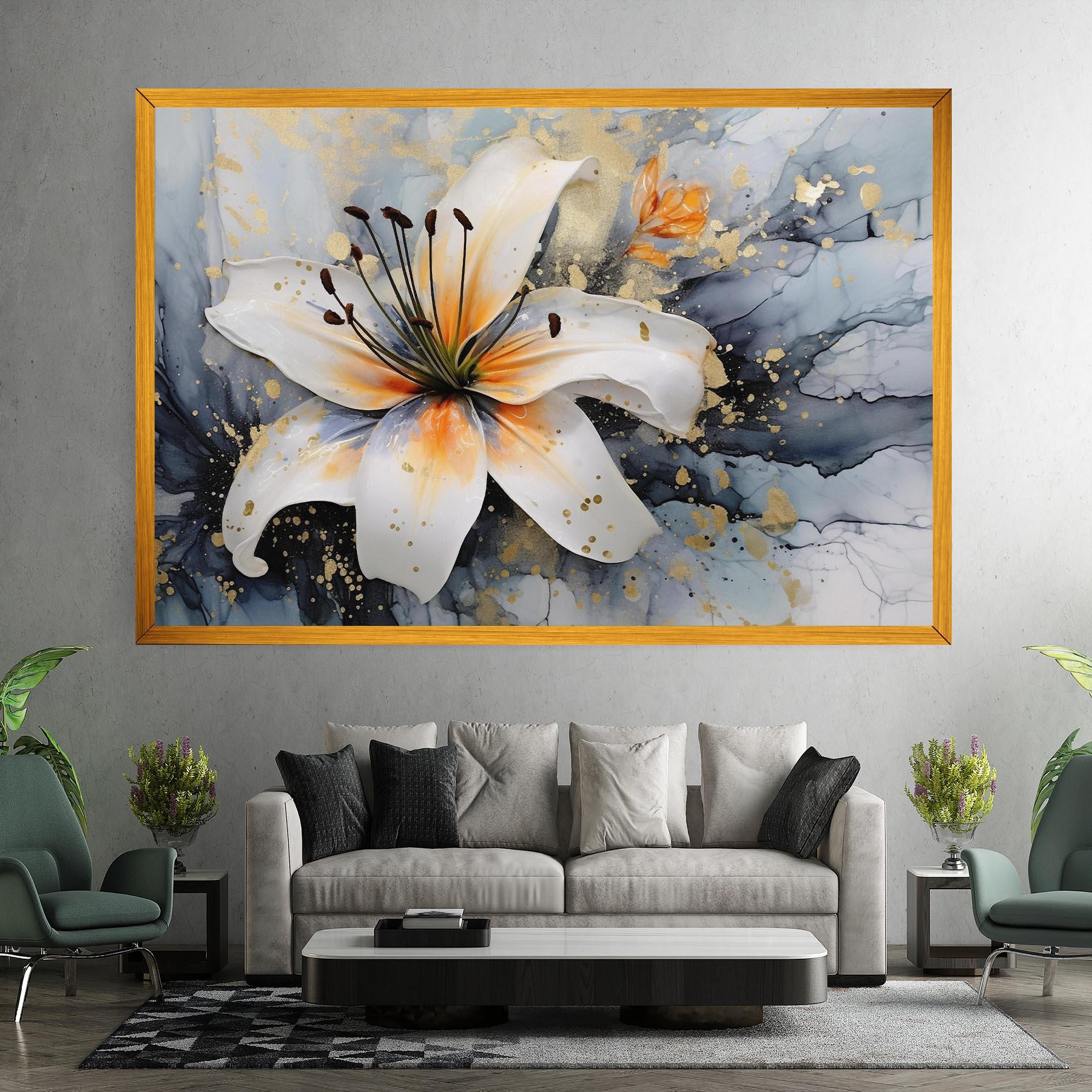 Tablou Canvas Lily With Orange Painting mockup 7