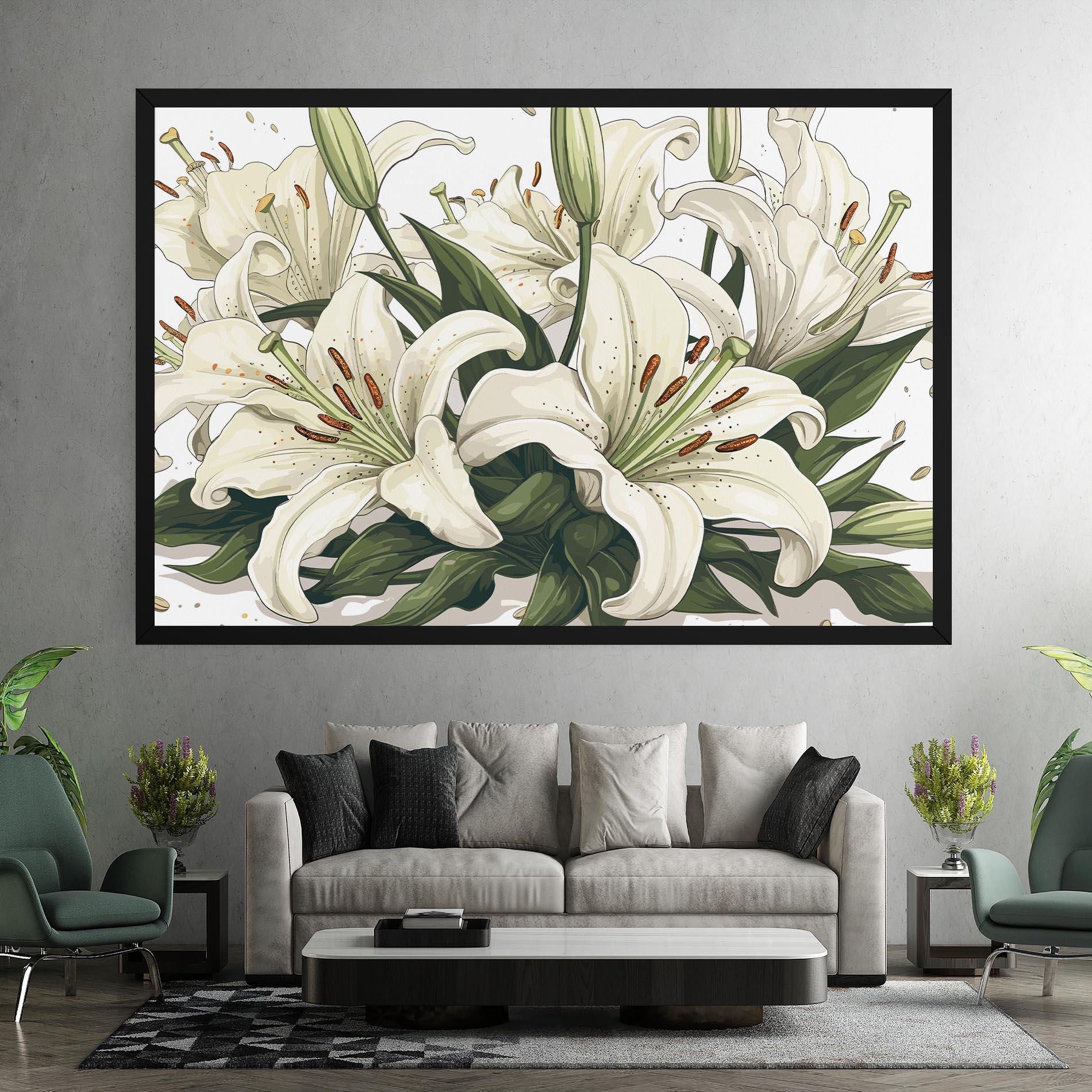 Tablou Canvas Grey White Lily mockup 7