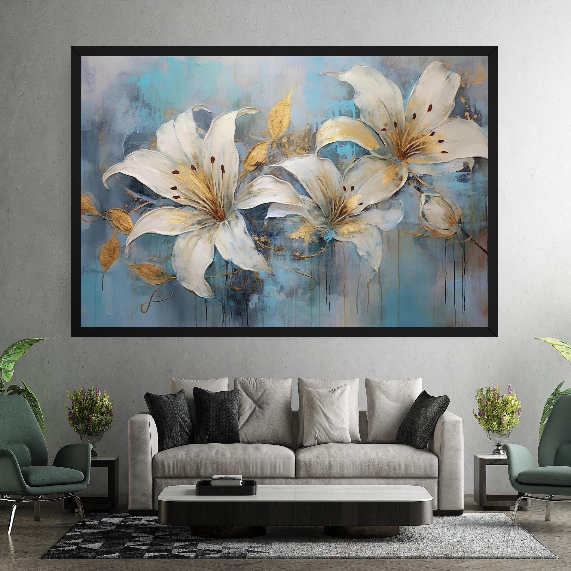Tablou Canvas Lily With Gold Painting mockup 7