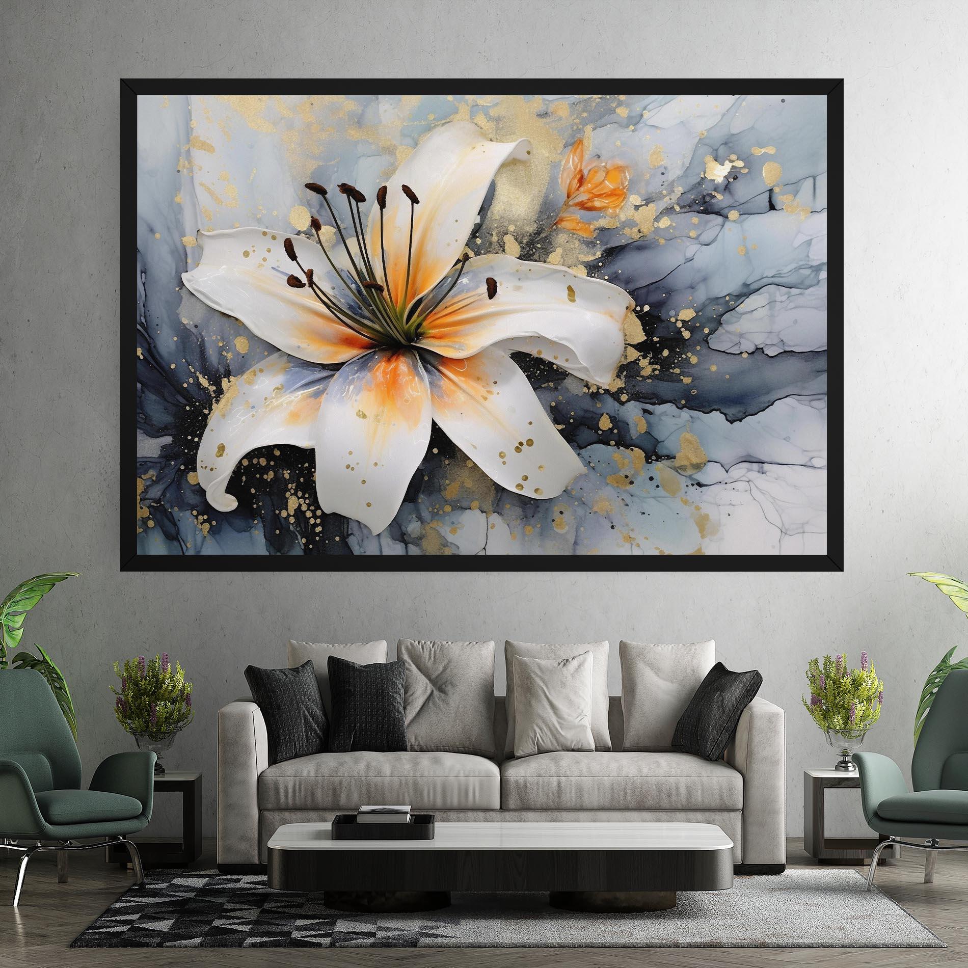Tablou Canvas Lily With Orange Painting mockup 7