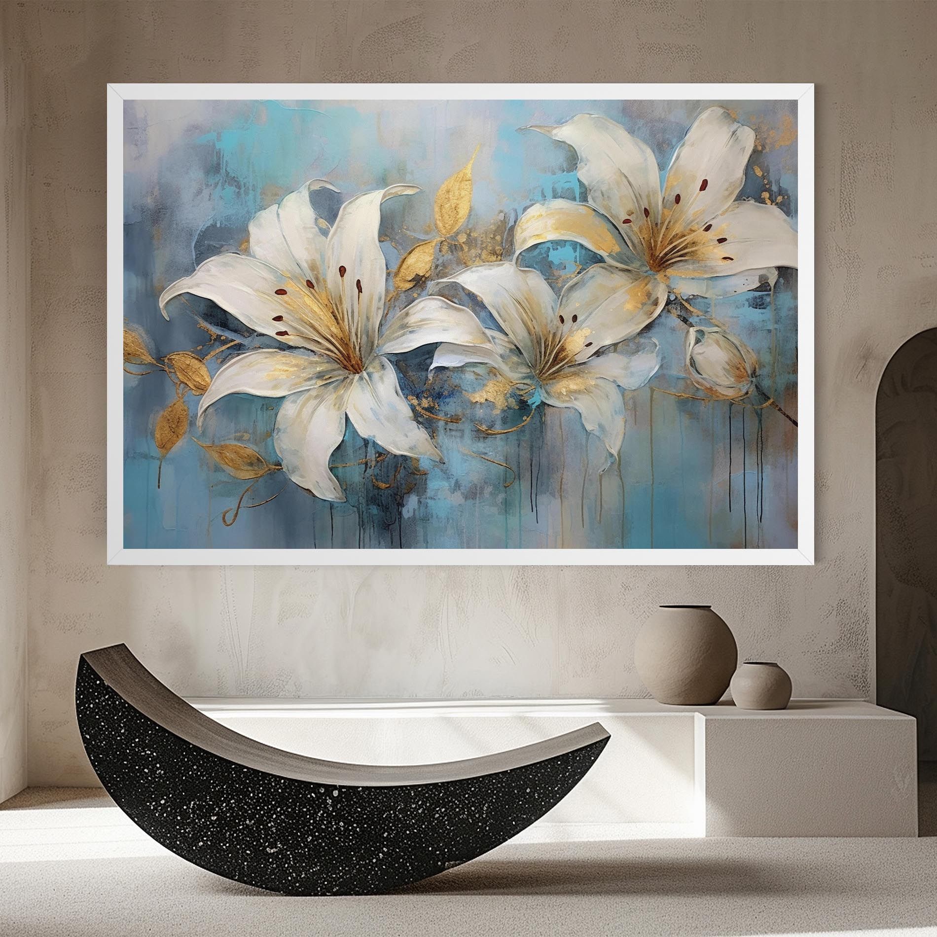 Lily With Gold Painting mockup 8