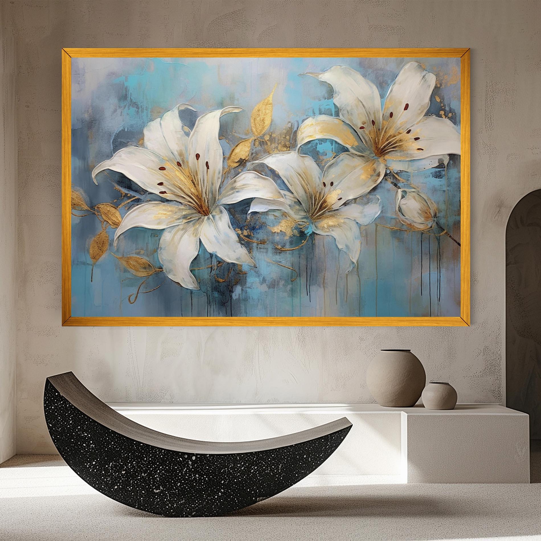 Tablou Canvas Lily With Gold Painting mockup 8