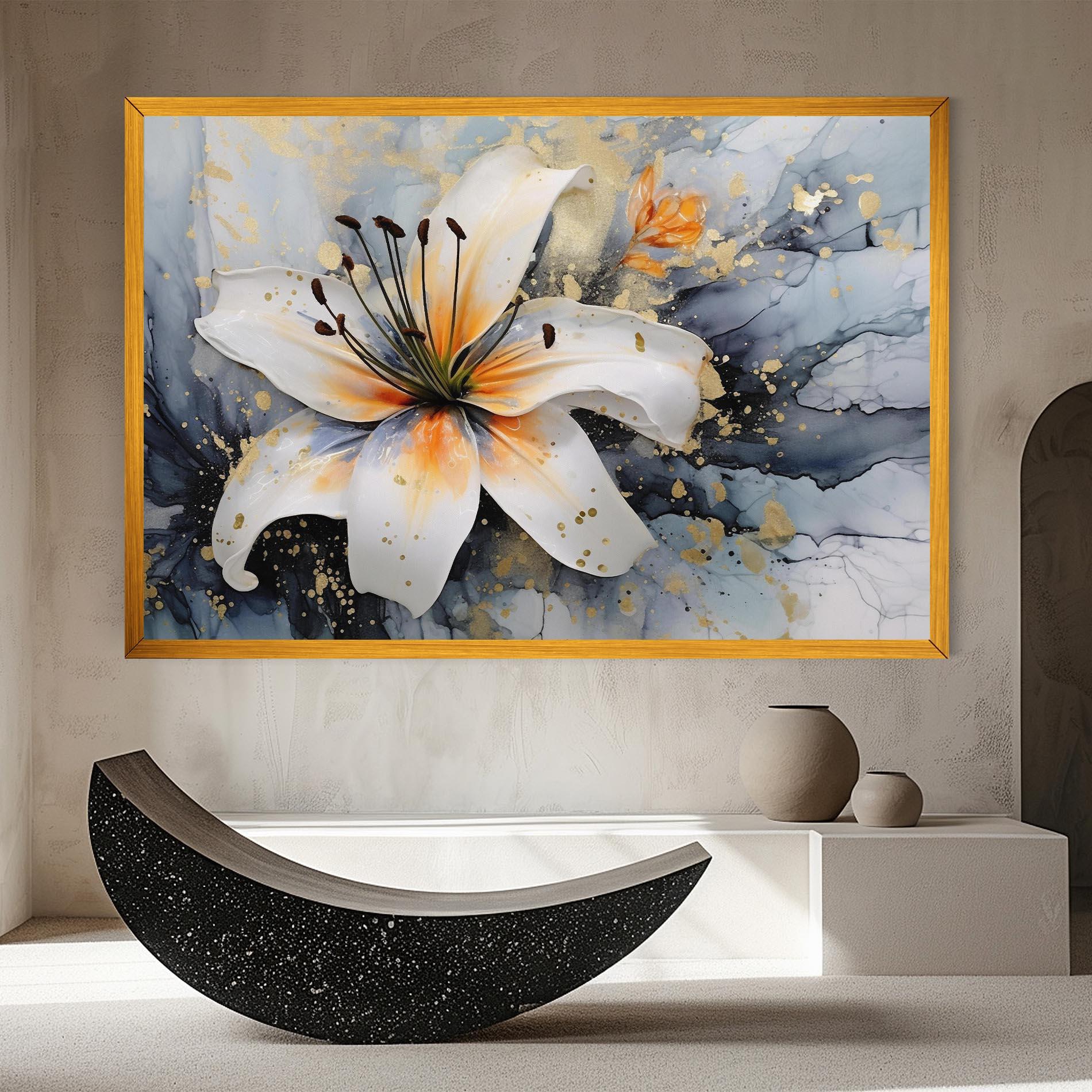 Tablou Canvas Lily With Orange Painting mockup 8