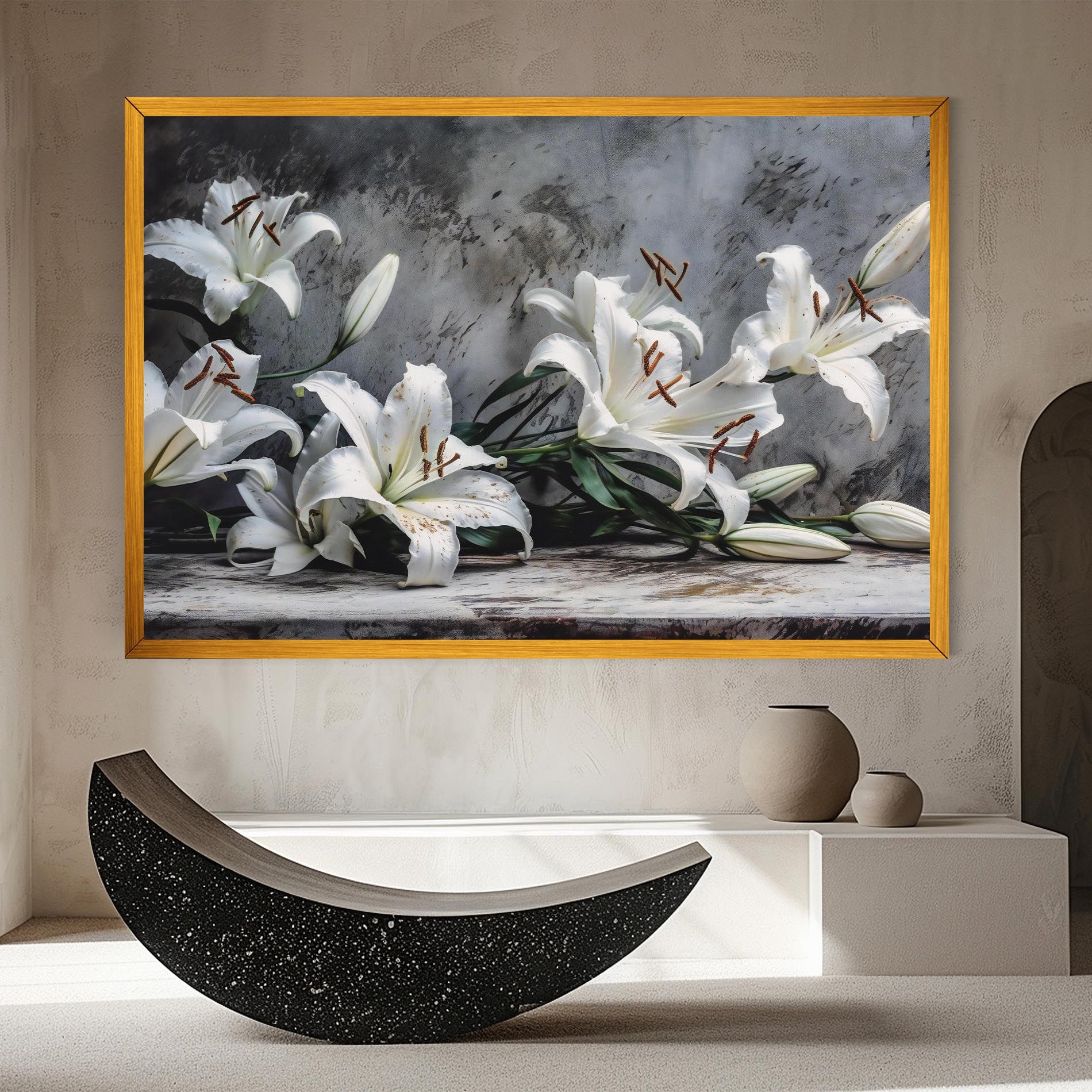 White Pretty Lily On Grey mockup 8