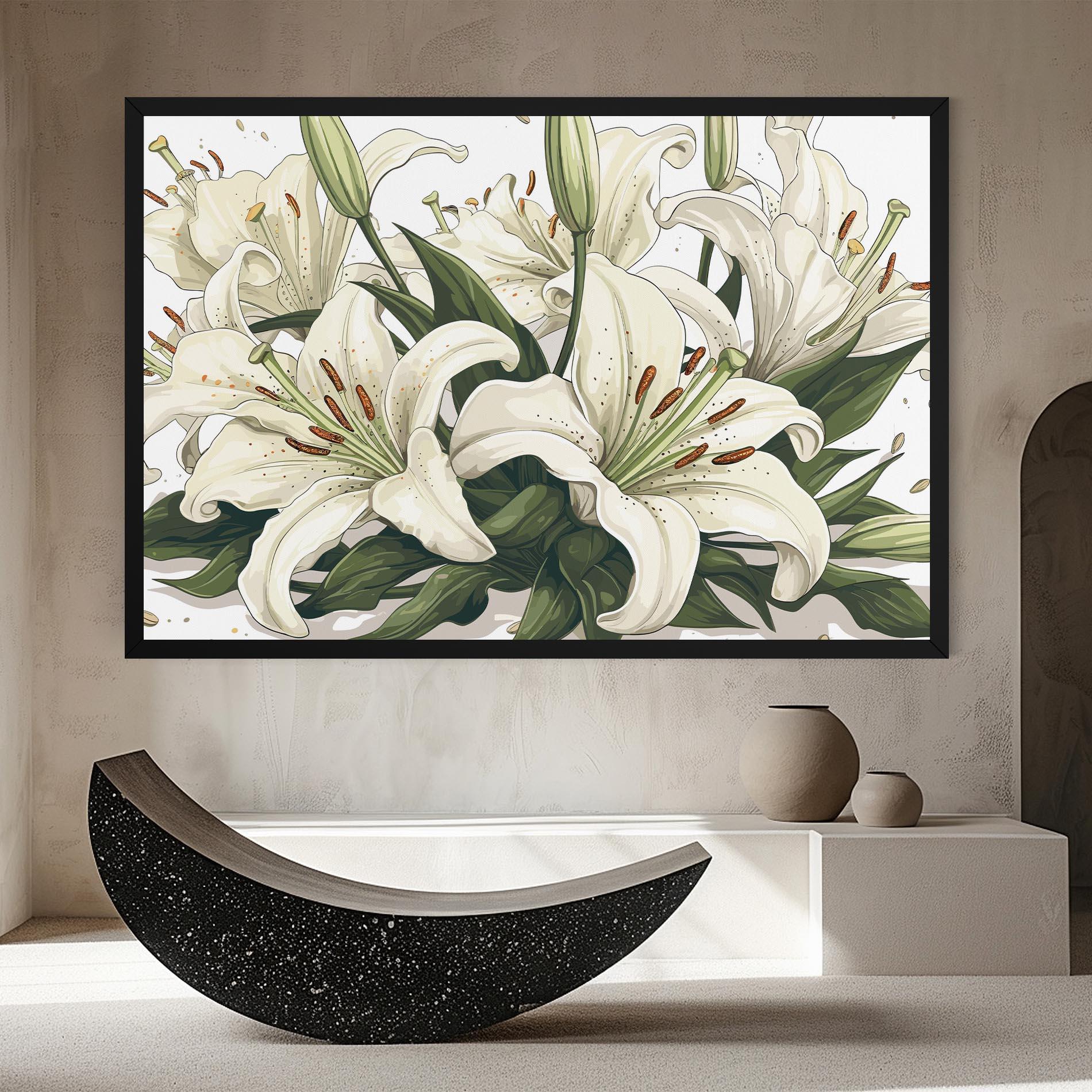 Tablou Canvas Grey White Lily mockup 8