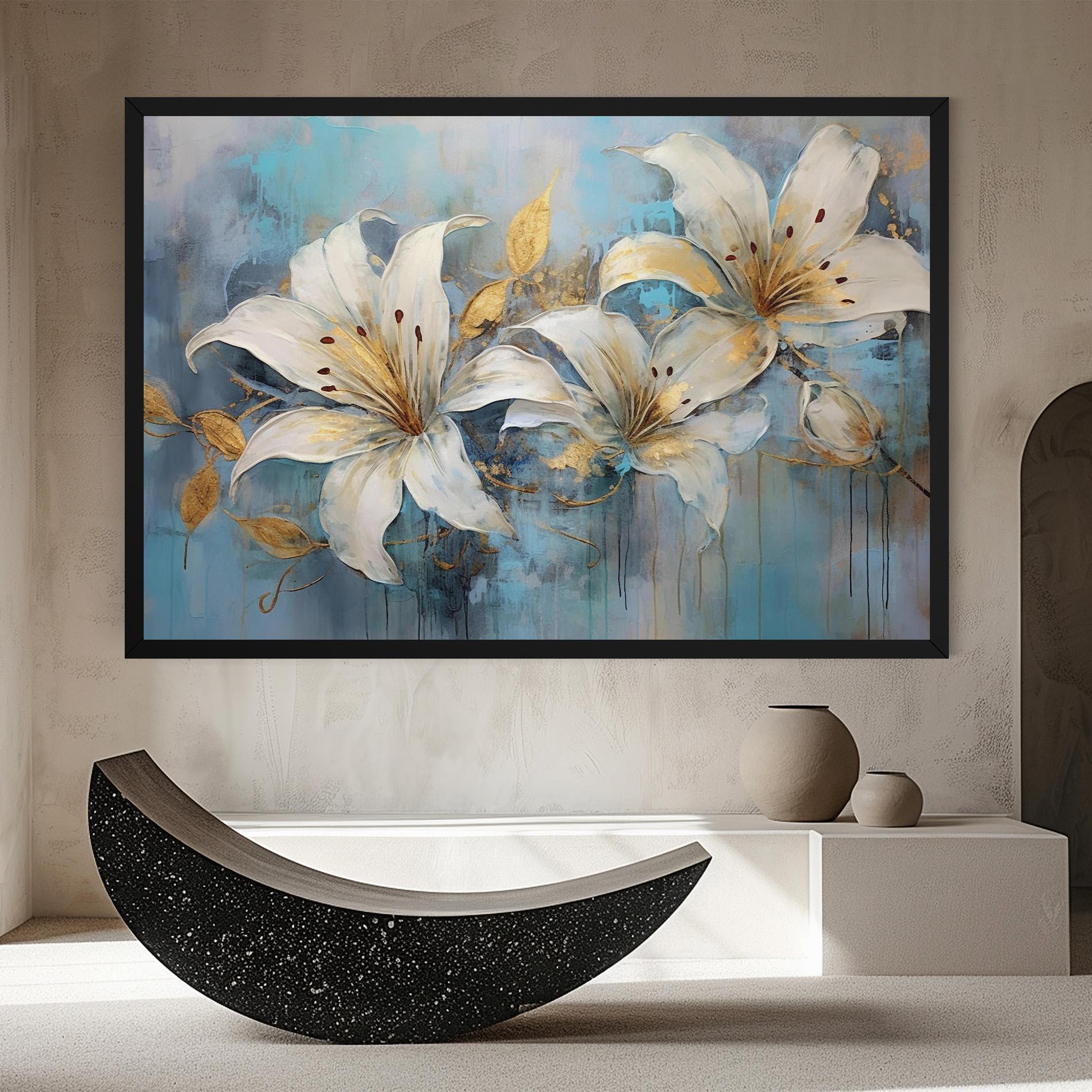 Tablou Canvas Lily With Gold Painting mockup 8