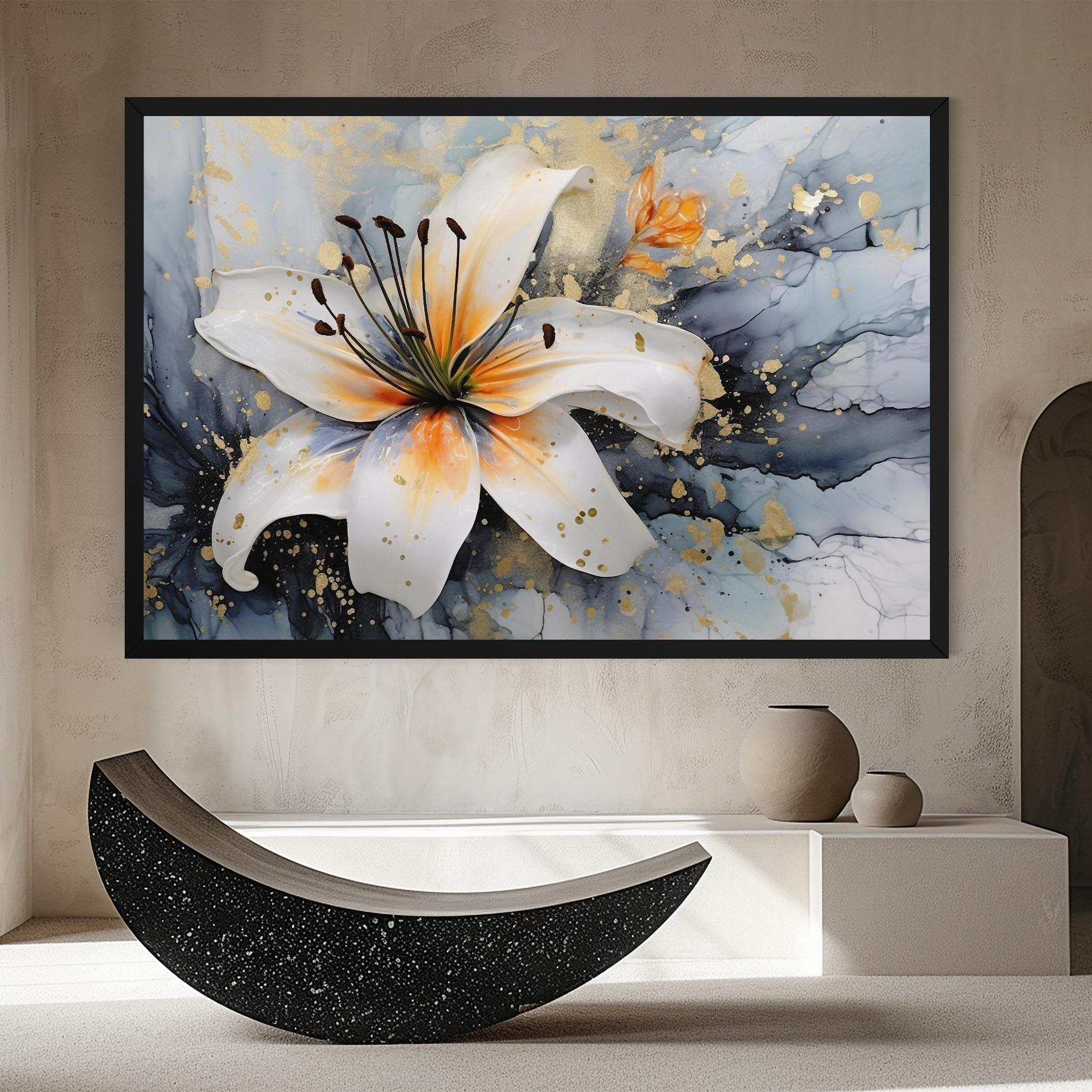 Tablou Canvas Lily With Orange Painting mockup 8